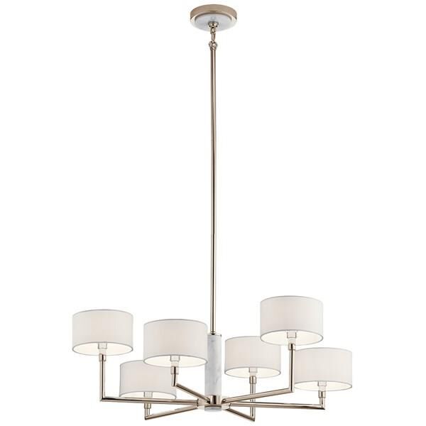 Shown in Polished Nickel finish and White Linen shade