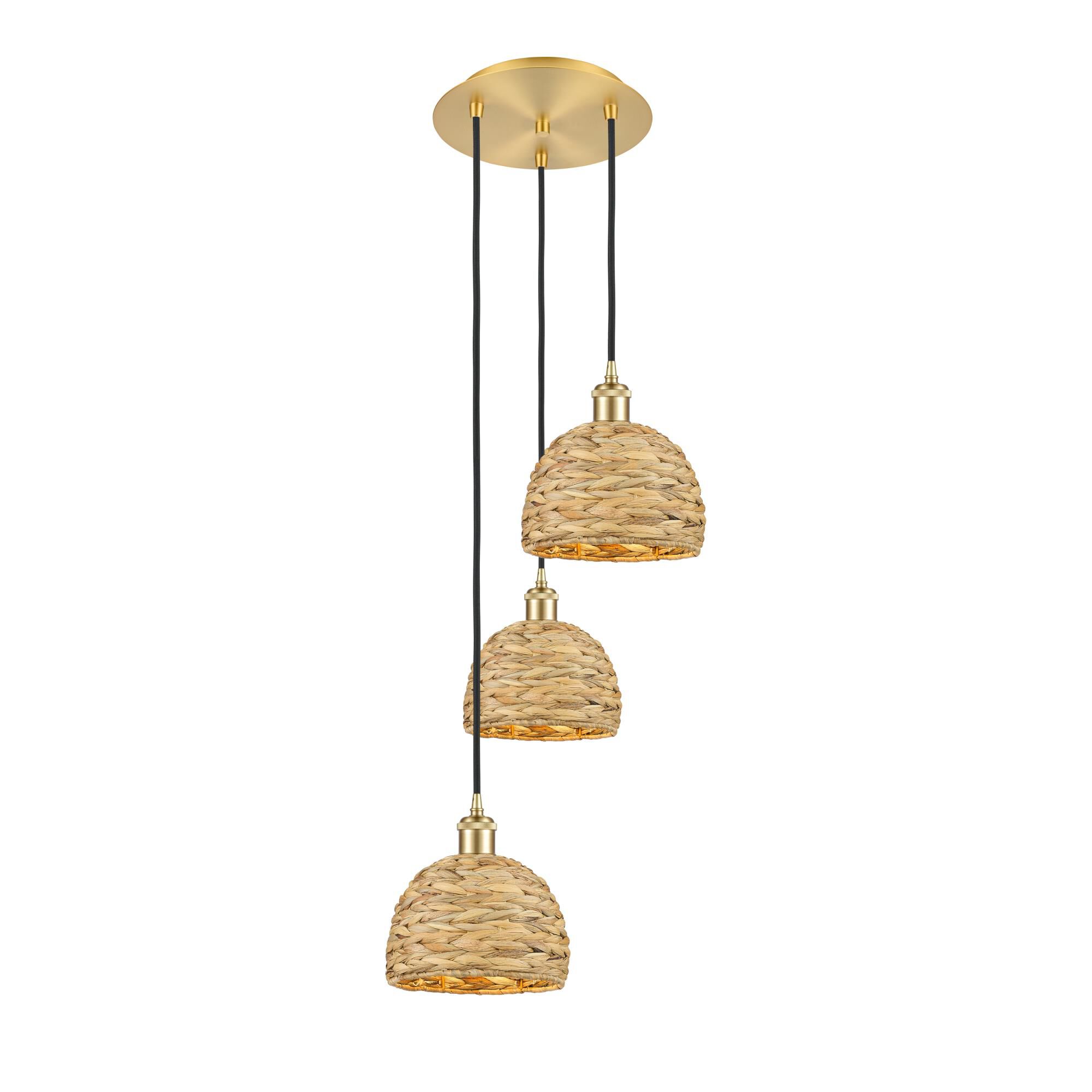 Bruno Marashlian Woven Rattan 19 Inch Multi Light Pendant by Innovations Lighting