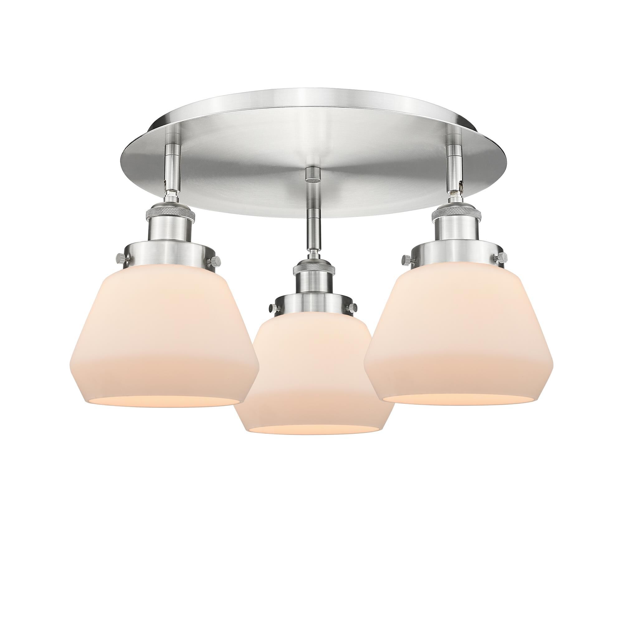 Shown in Satin Nickel finish and Matte White glass