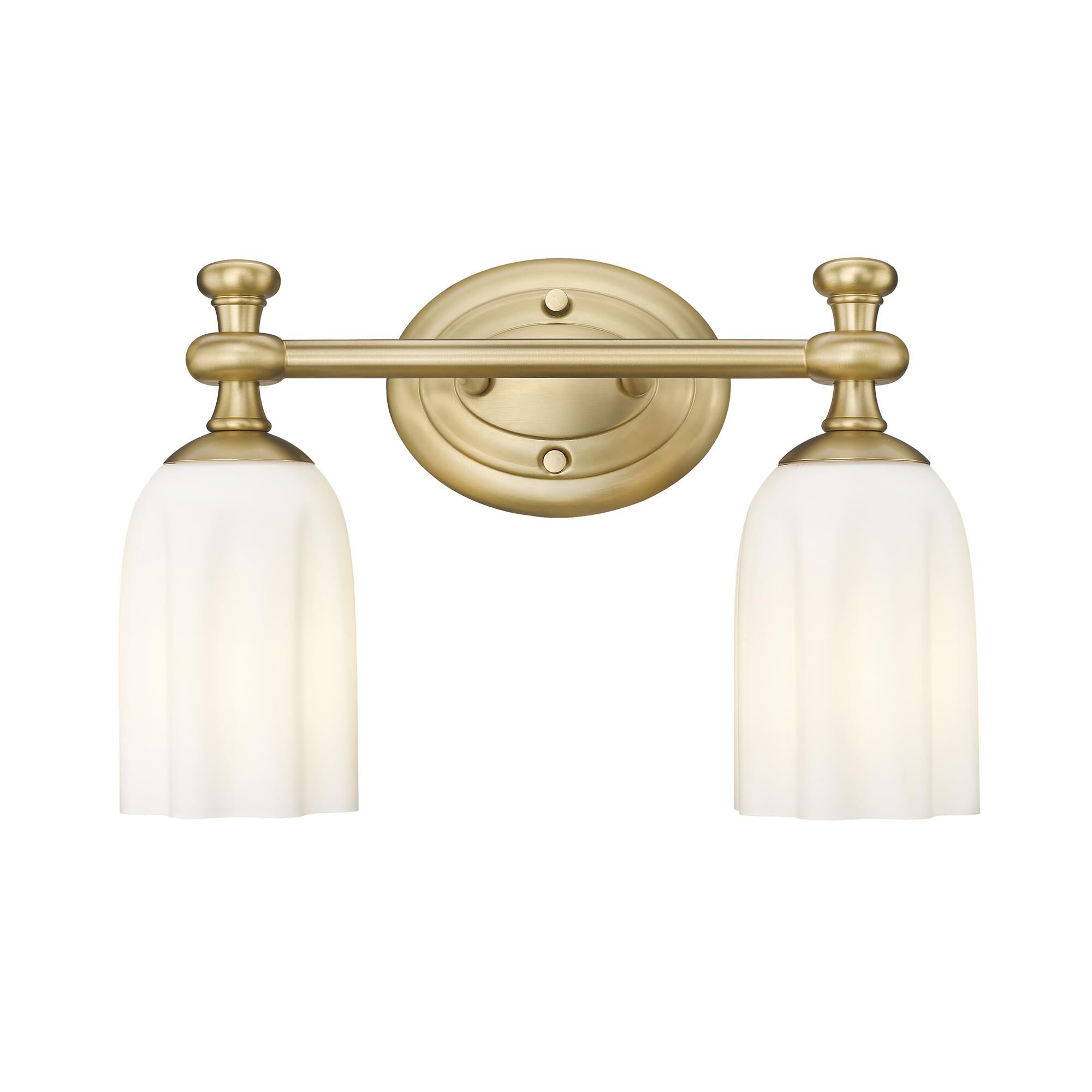 Shown in Modern Gold finish and Opal Etched glass and Opal Etched shade