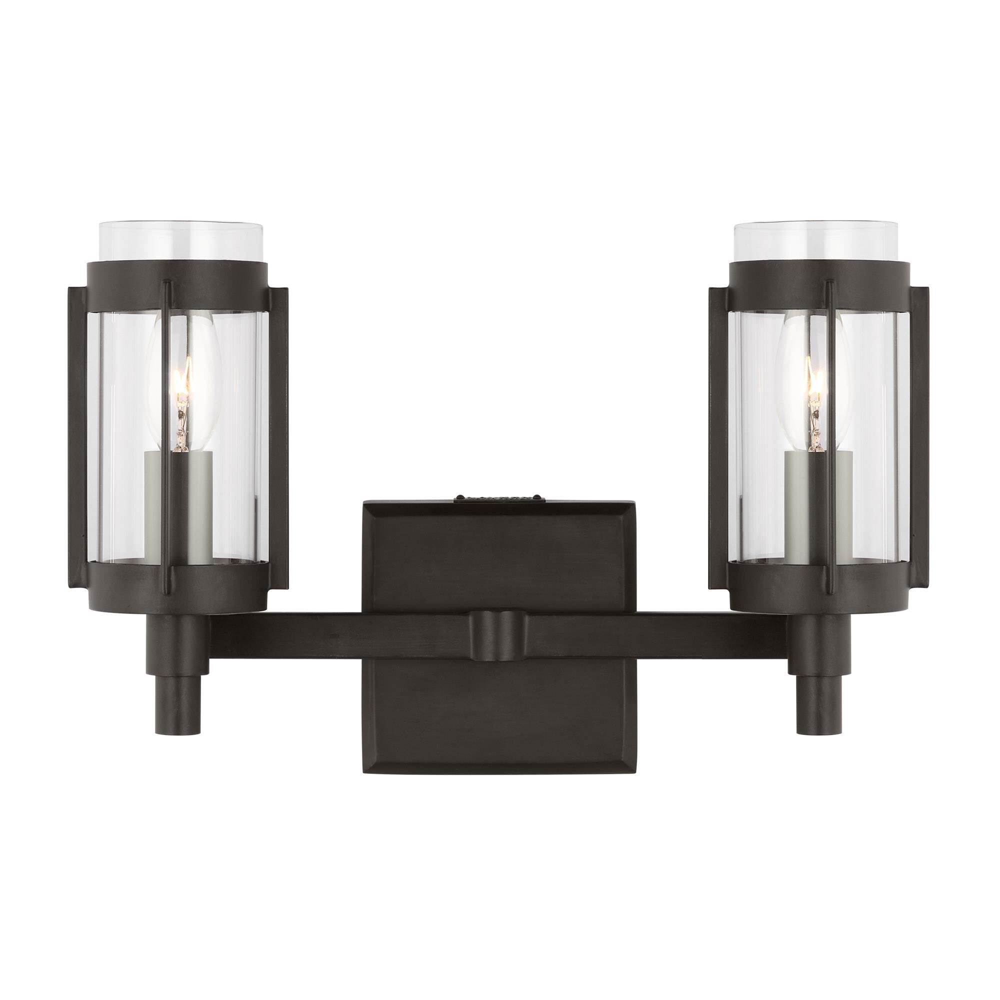 Shown in Aged Iron finish and Clear Glass s shade