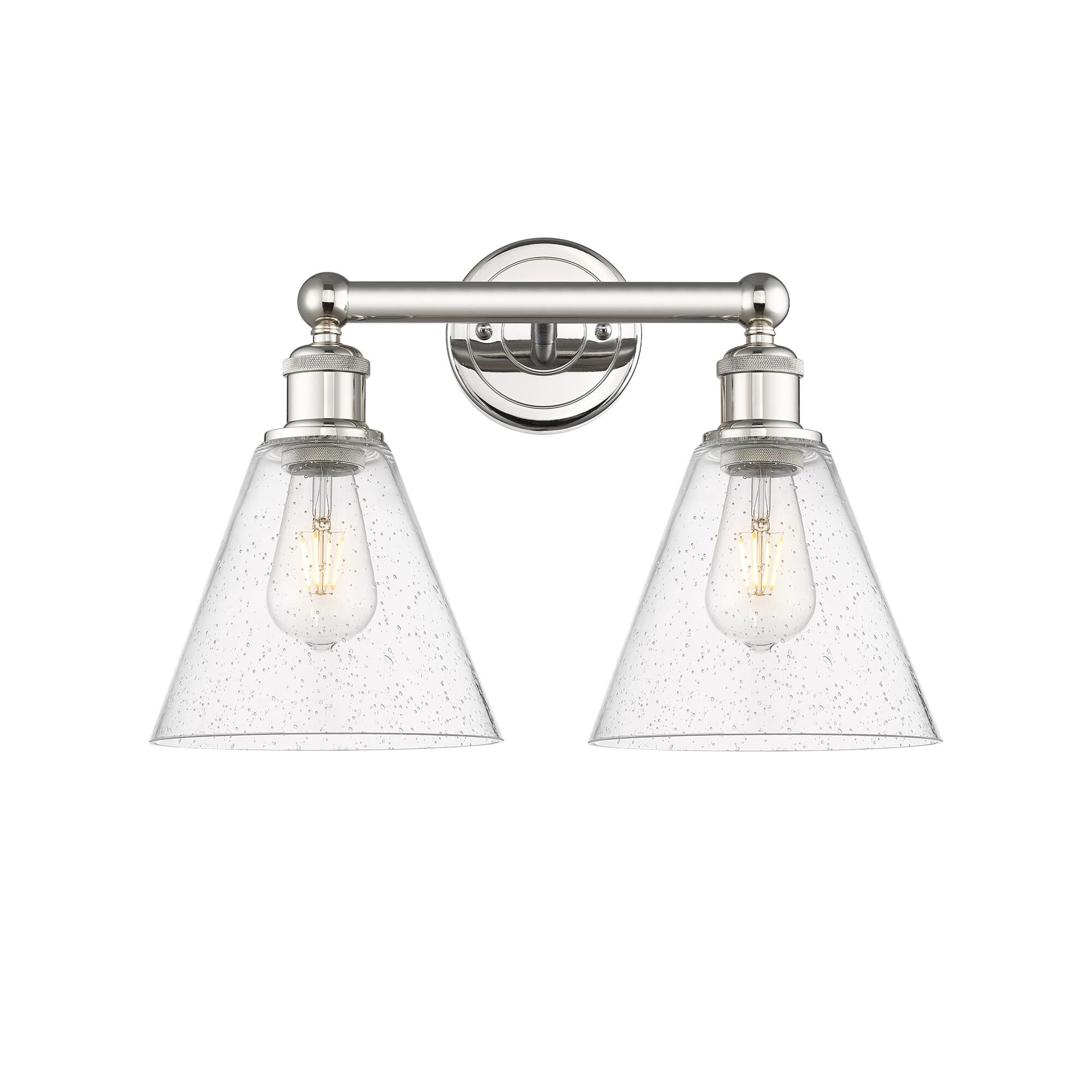 Shown in Polished Nickel finish and Seedy glass
