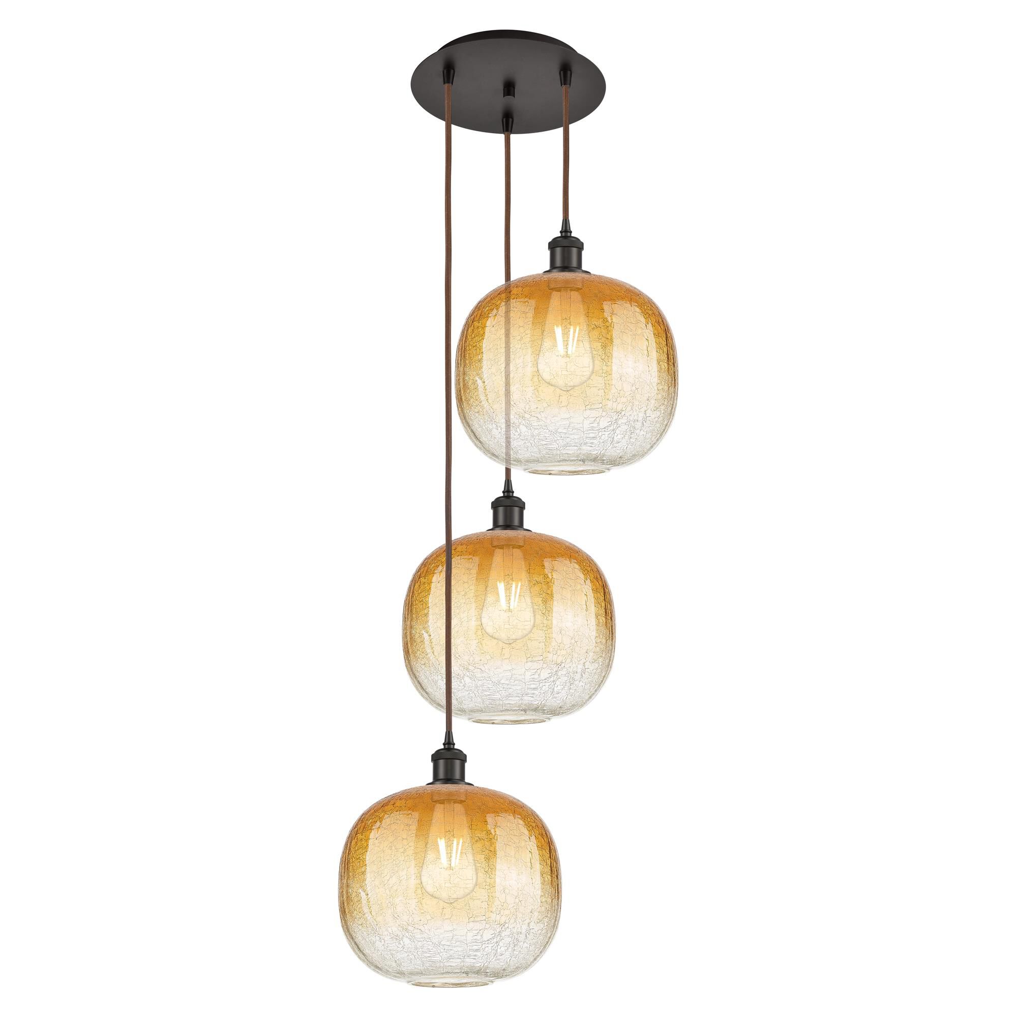 Shown in Oil Rubbed Bronze finish and Amber glass