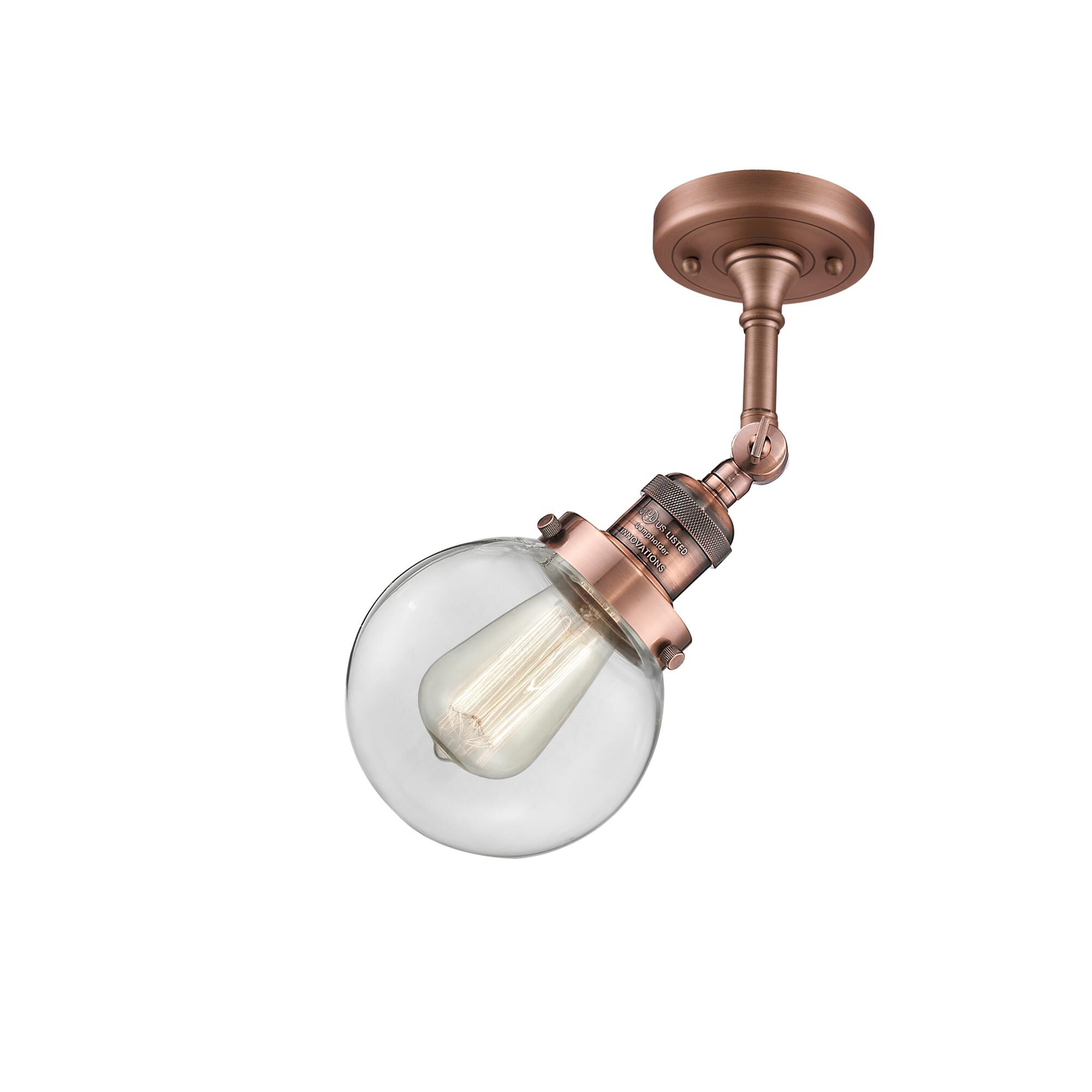 Shown in Antique Copper finish and Clear glass and No Accent accent