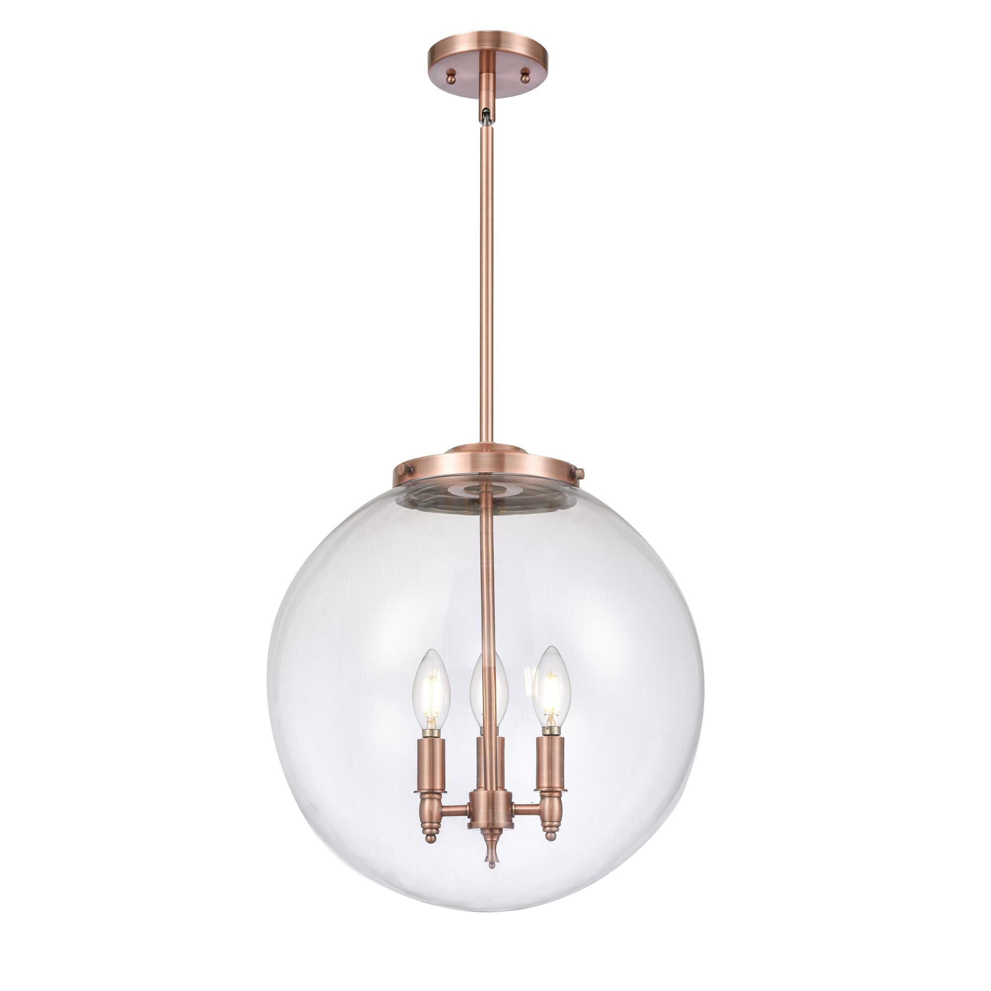 Shown in Antique Copper finish and Clear glass
