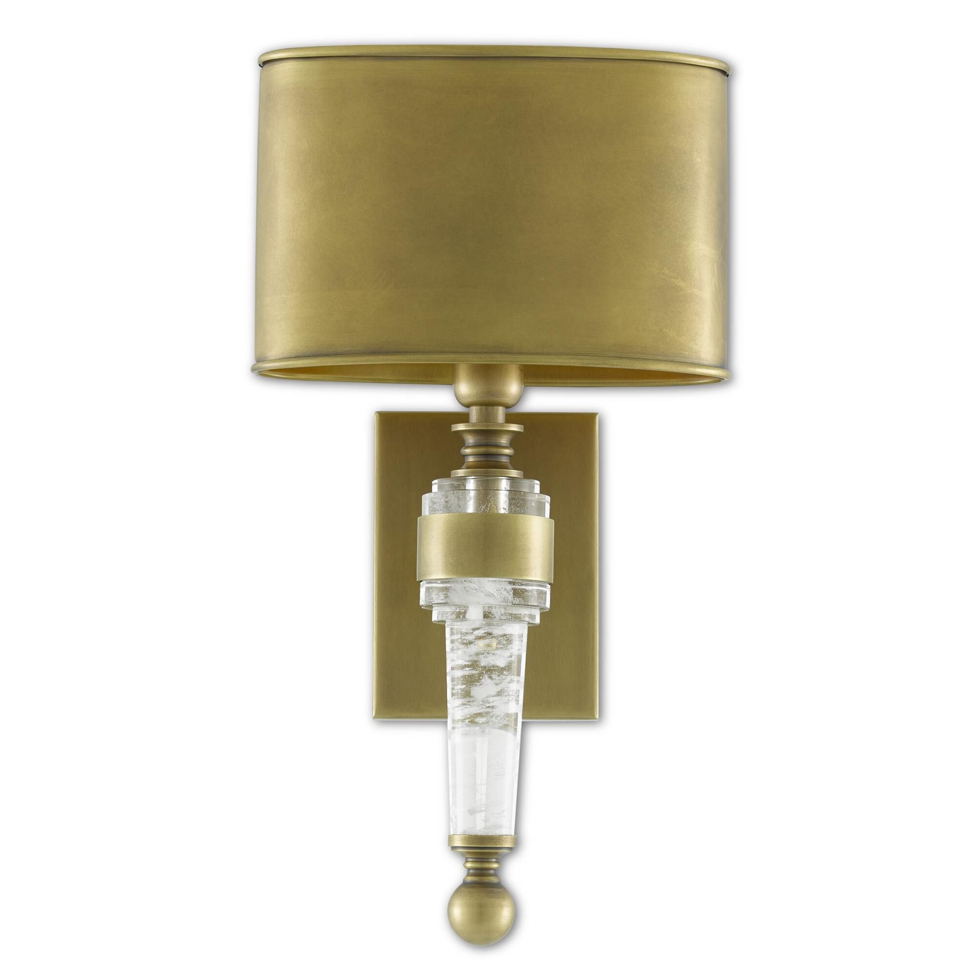 Shown in Antique Brass finish and Antique Brass Metal shade