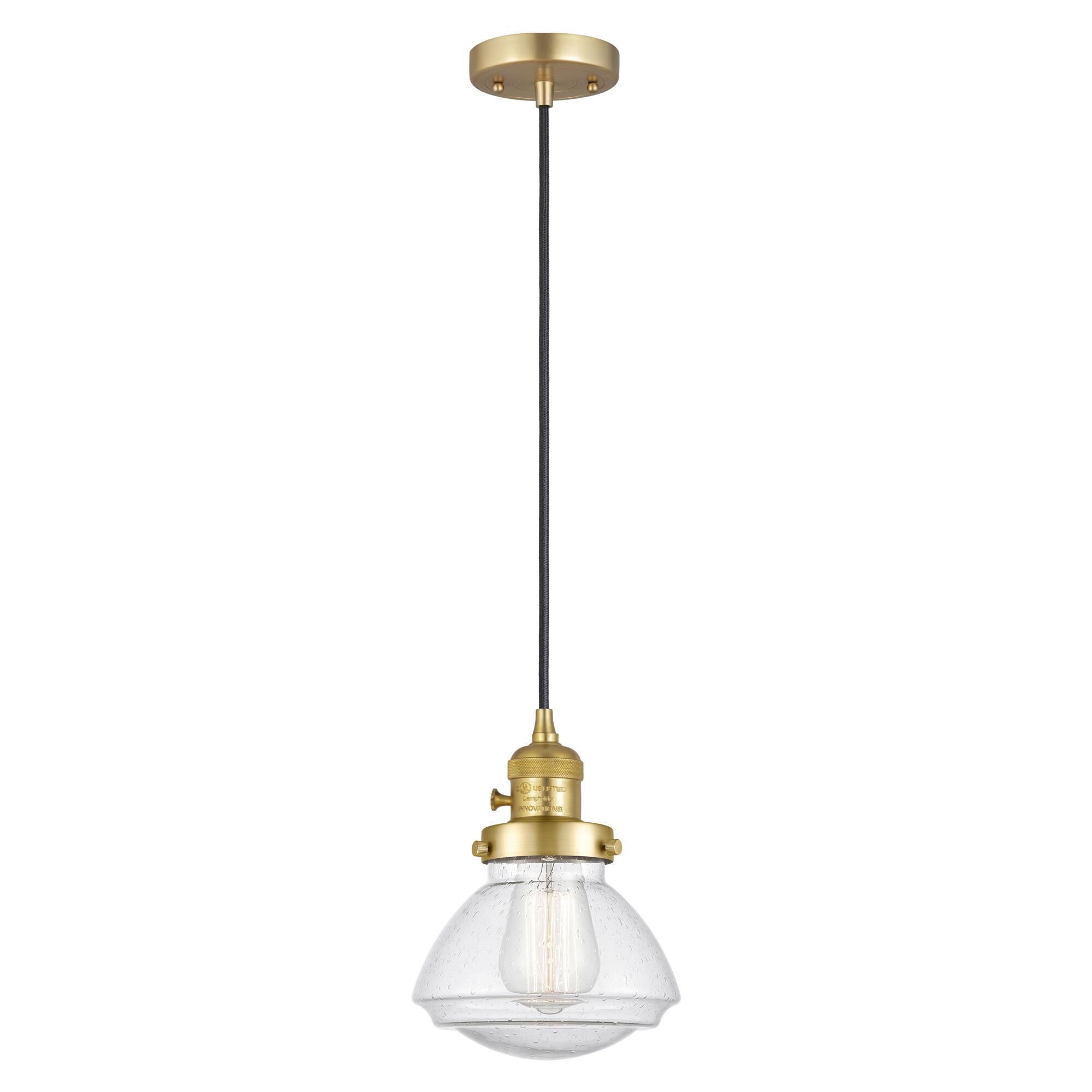 Shown in Satin Gold finish and Seedy glass