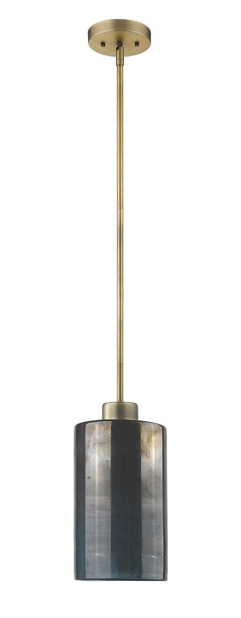 Shown in Brass finish and Blue/Gold glass and Blue/Gold Cylindrical Glass shade