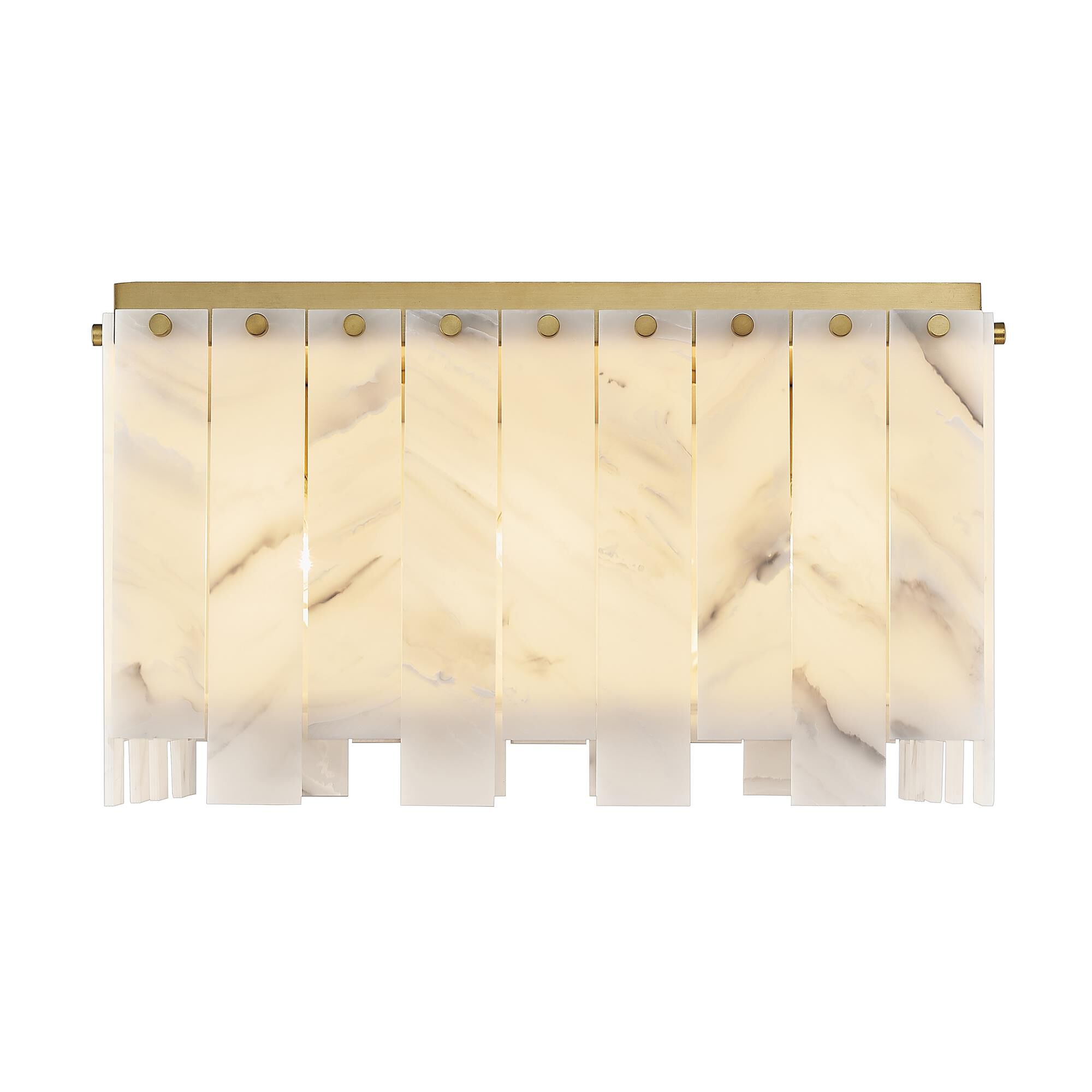 Shown in Rubbed Brass finish and Alabaster Resin shade