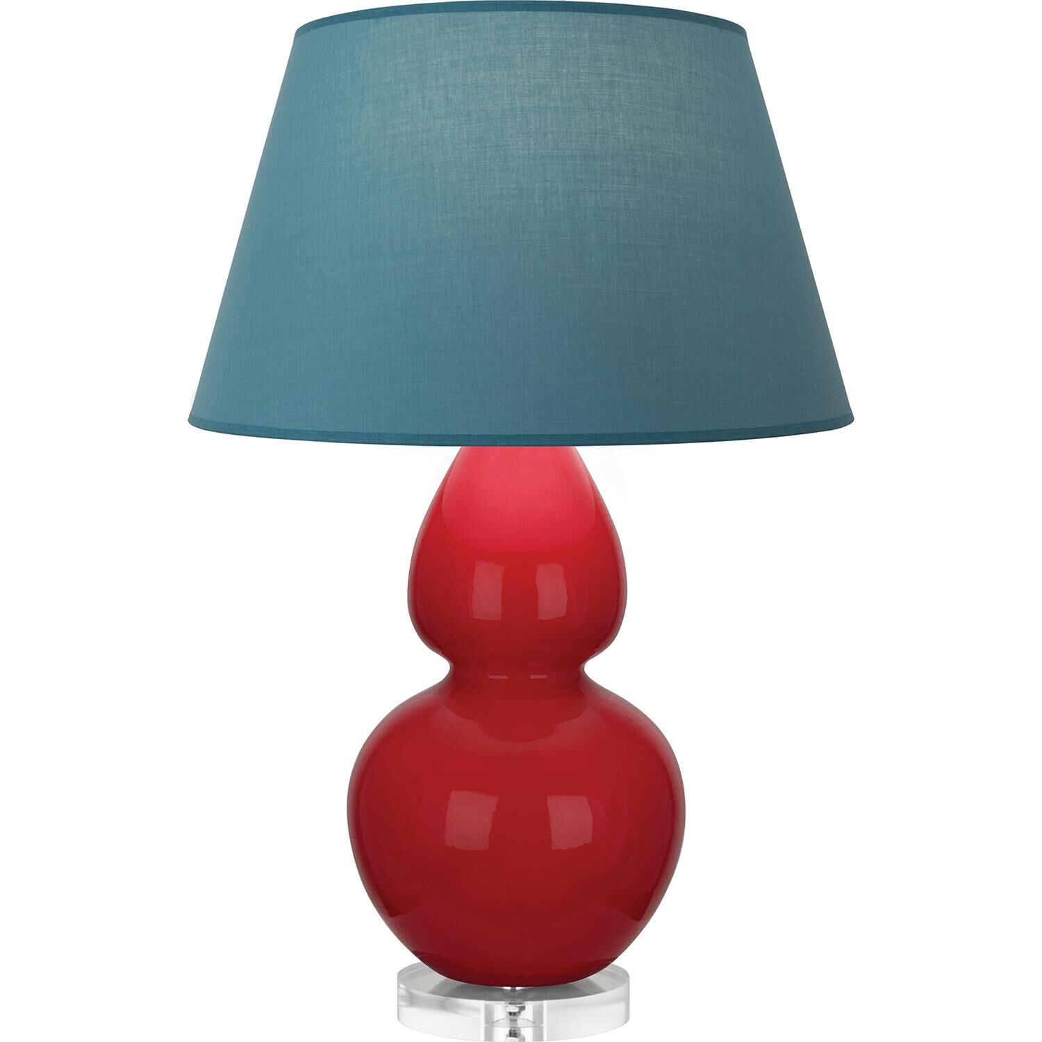 Shown in Ruby Red finish and Bright Blue and Gray shade and Lucite accent