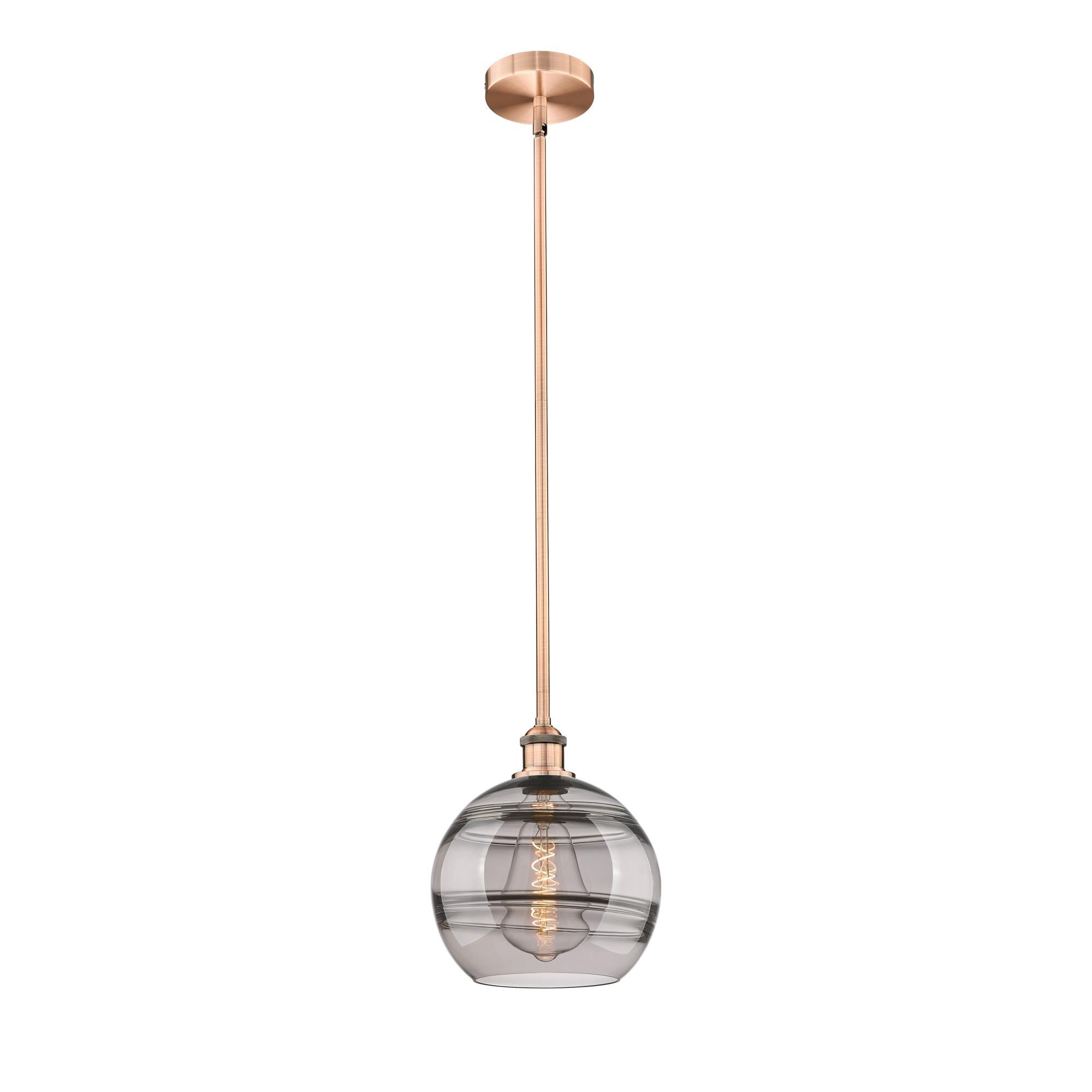Shown in Antique Copper finish and Light Smoke glass