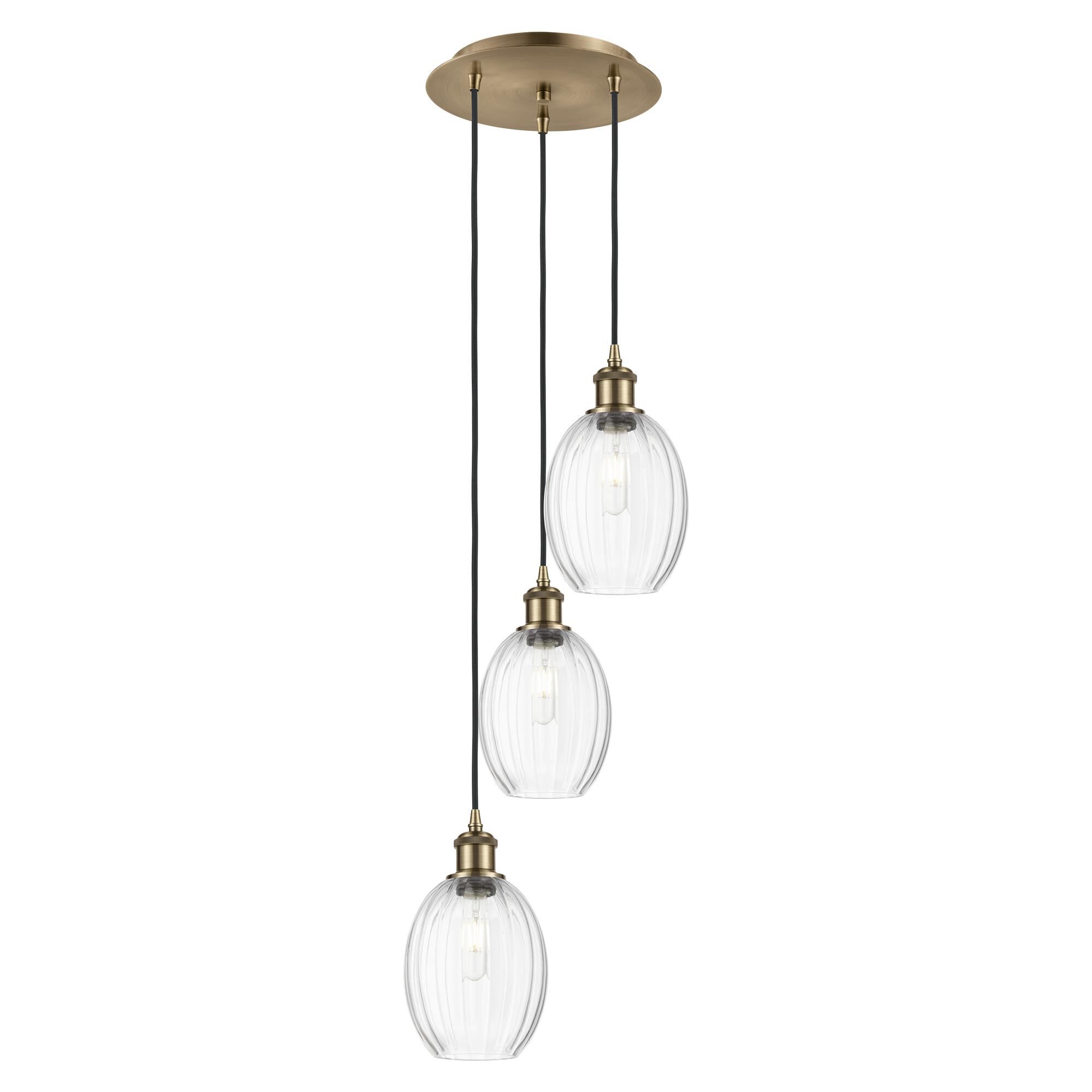 Shown in Antique Brass finish and Clear glass