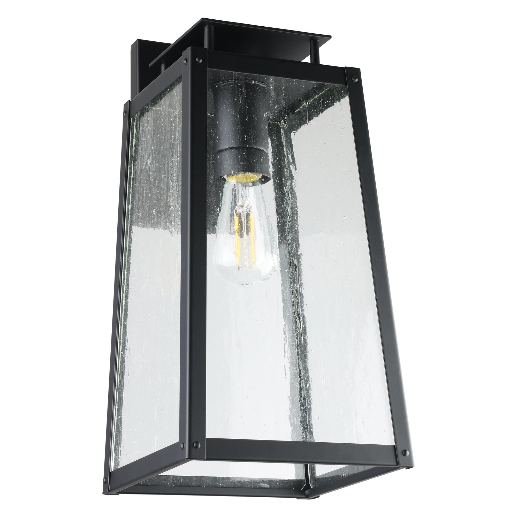 Shown in Matte Black finish and Clear Antique glass
