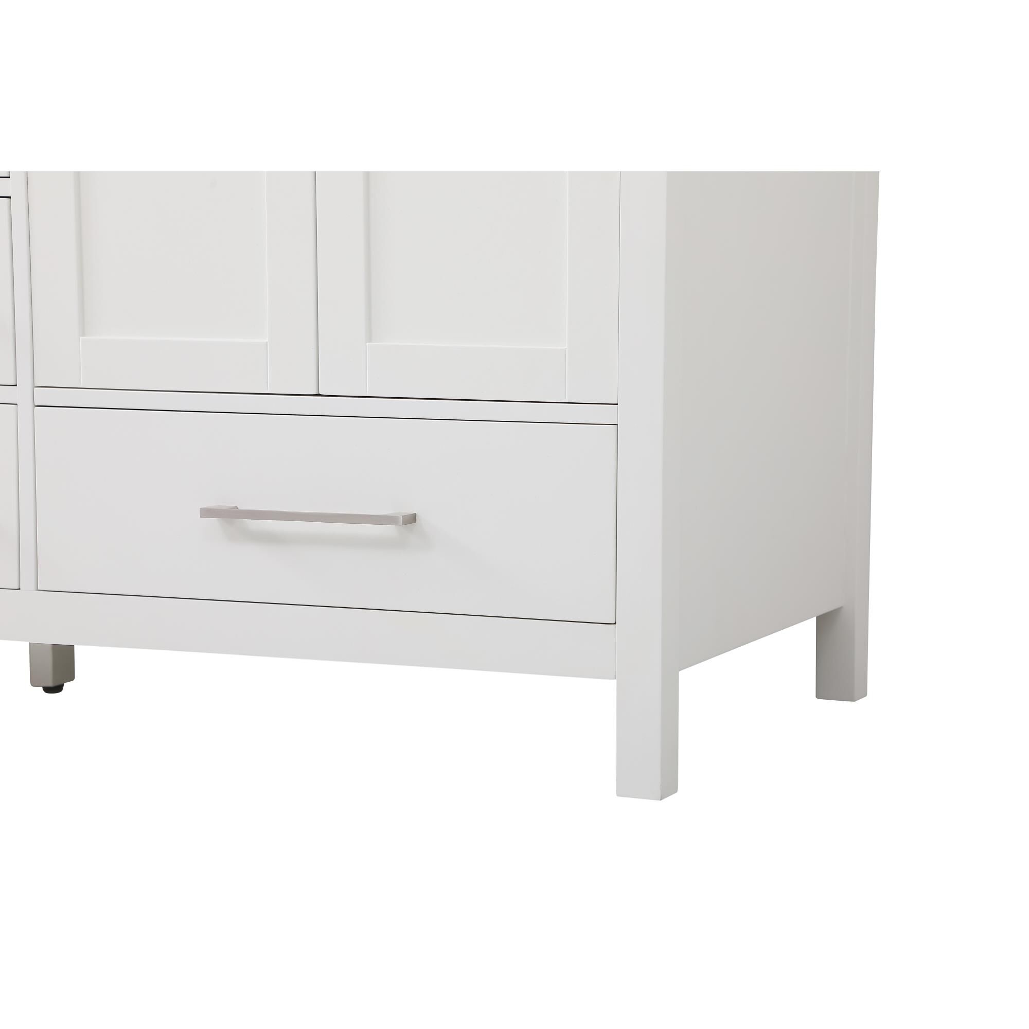 Shown in White And Brushed Nickel With Calacatta Quartz finish