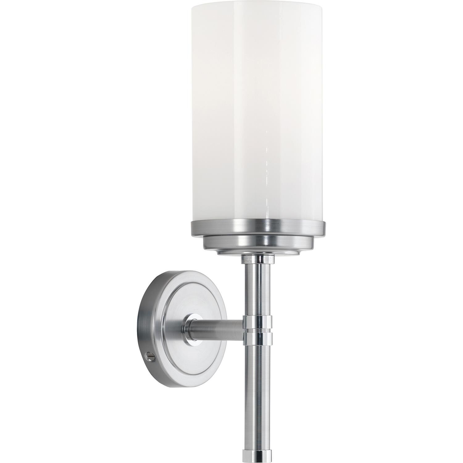Shown in Brushed Chrome  With Polished Chrome Accents finish and Cased White glass and Cased White Glass shade