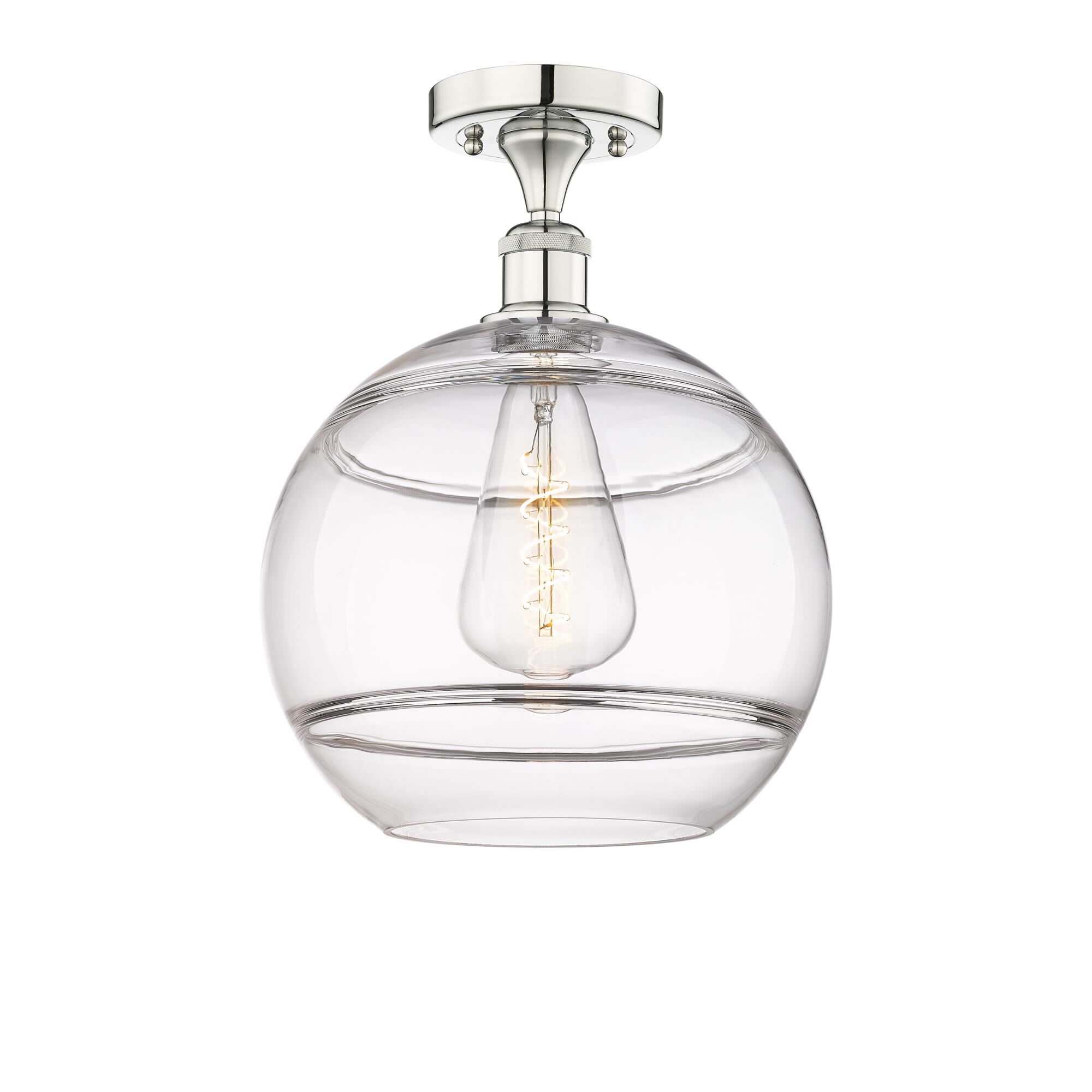 Shown in Polished Nickel finish and Clear glass