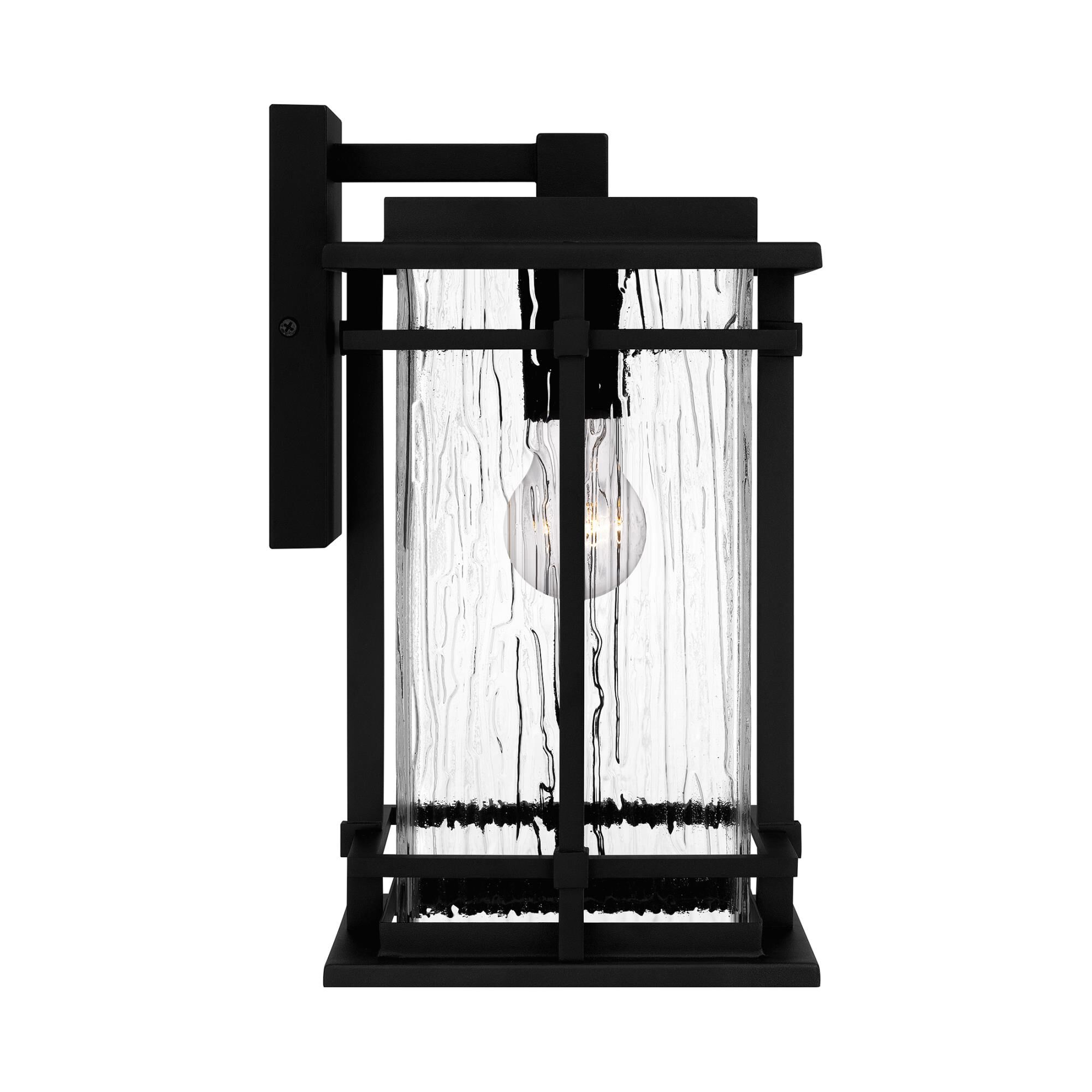 Shown in Earth Black finish and Clear Textured Glass shade