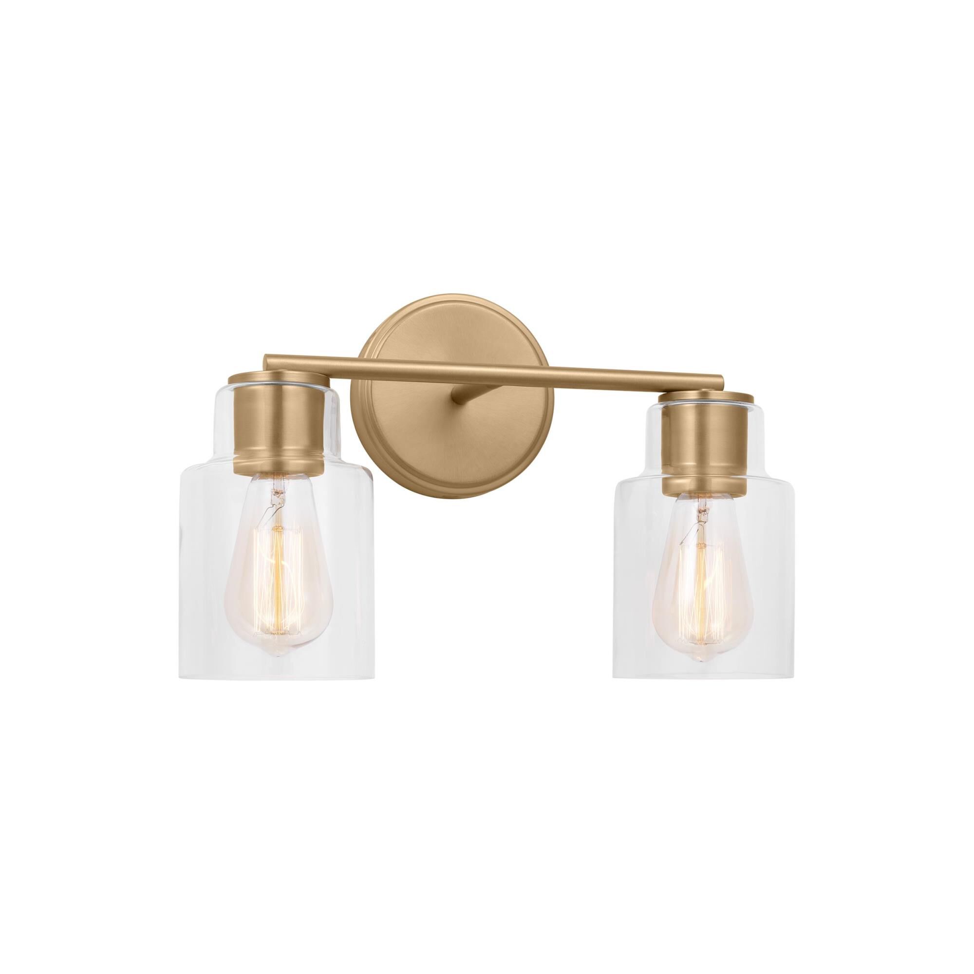 Shown in Satin Brass finish and Clear Glass s shade
