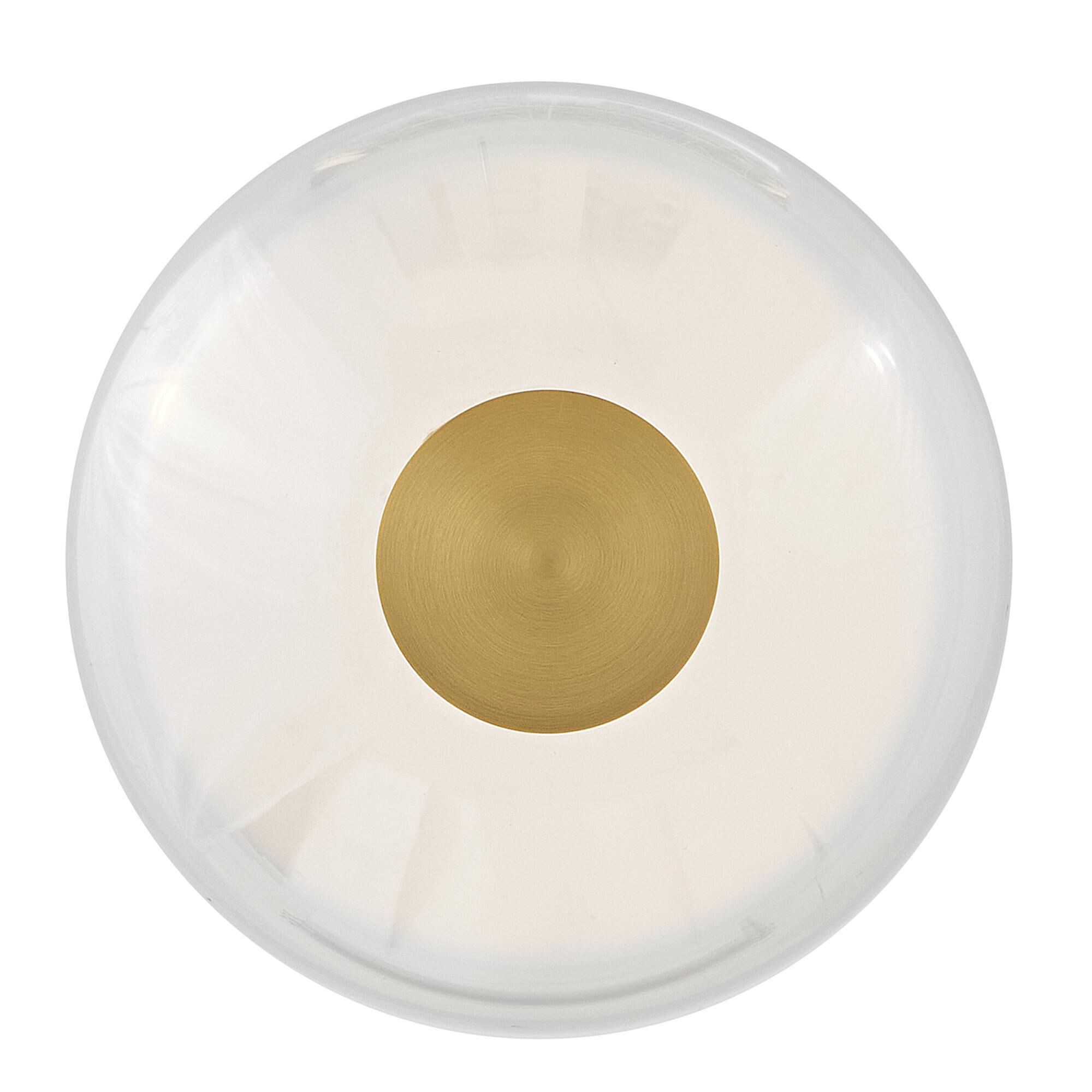 Shown in Lacquered Brass finish and Clear glass