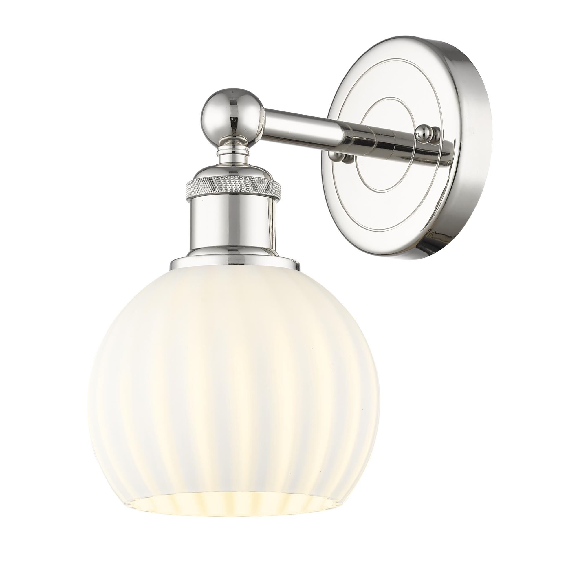 Shown in Polished Nickel finish and White Venetian glass