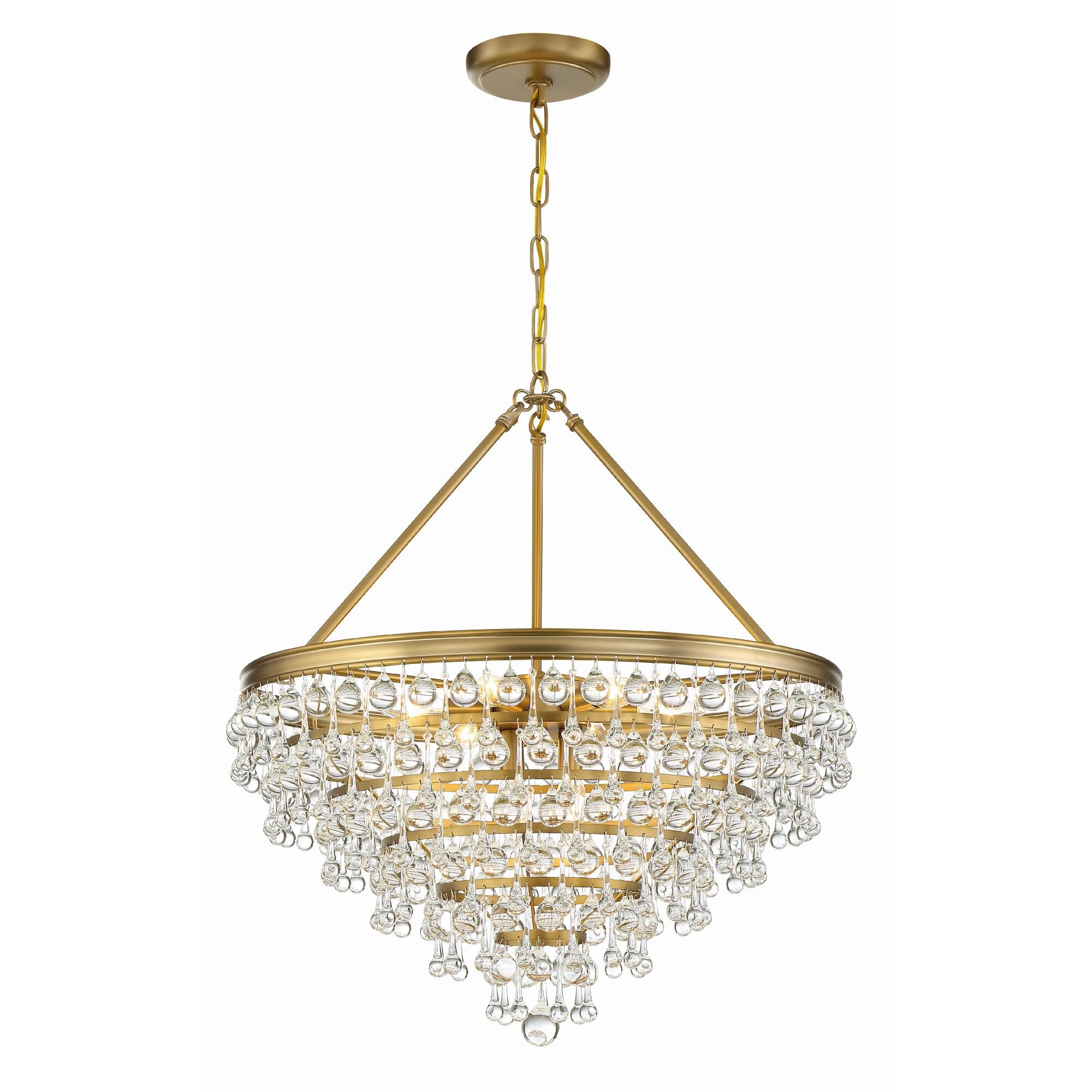 Shown in Vibrant Gold finish and Clear Glass Drops crystal