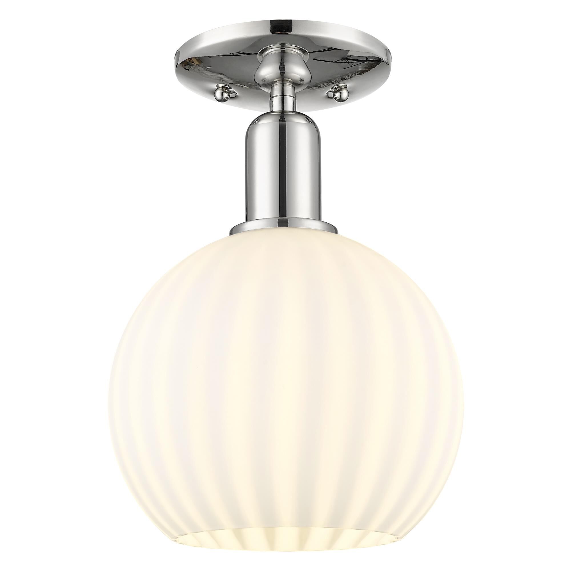 Shown in Polished Nickel finish and White Venetian glass