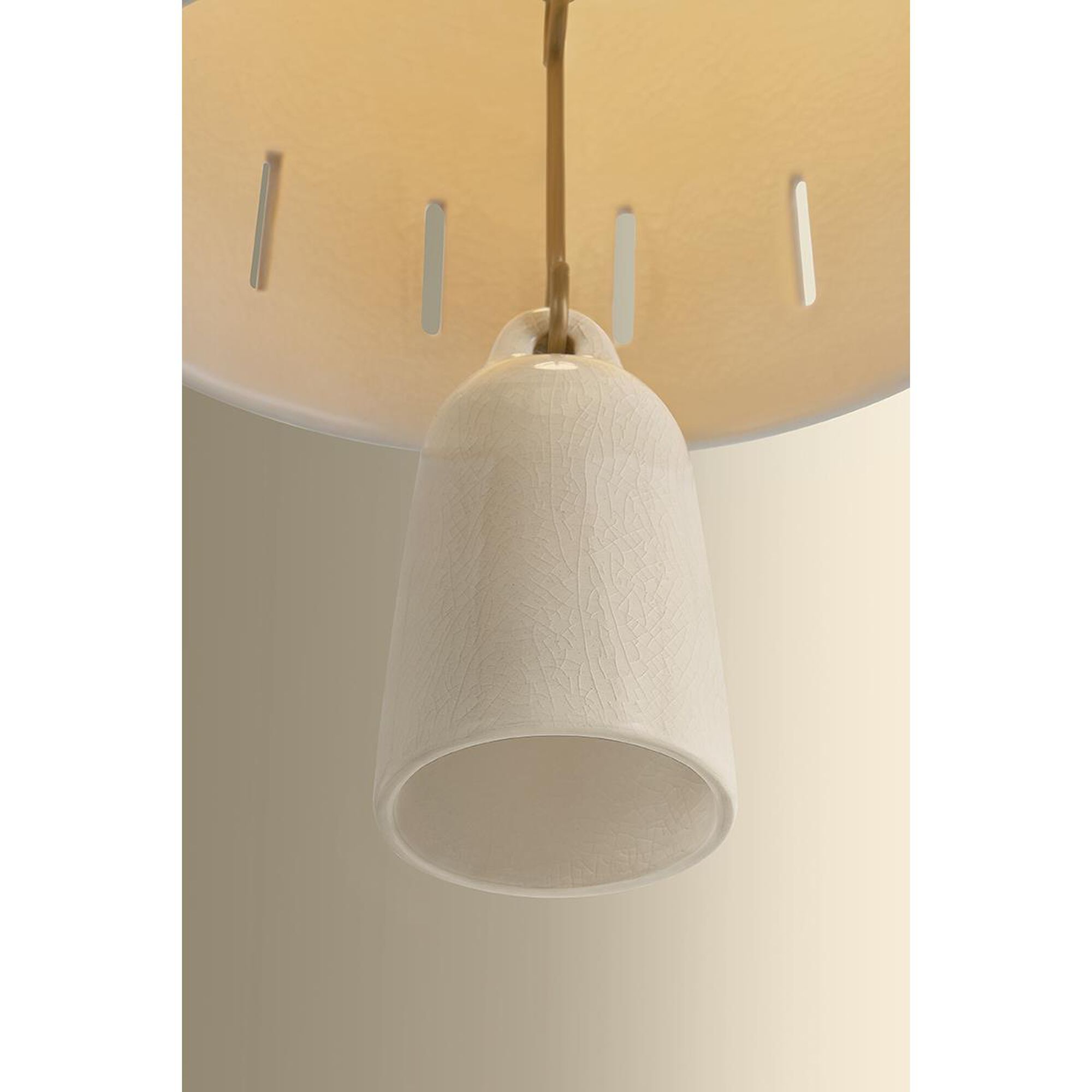 Shown in Patina Brass and Ceramic Ivory Crackle finish and Ivory Crackle Ceramic shade