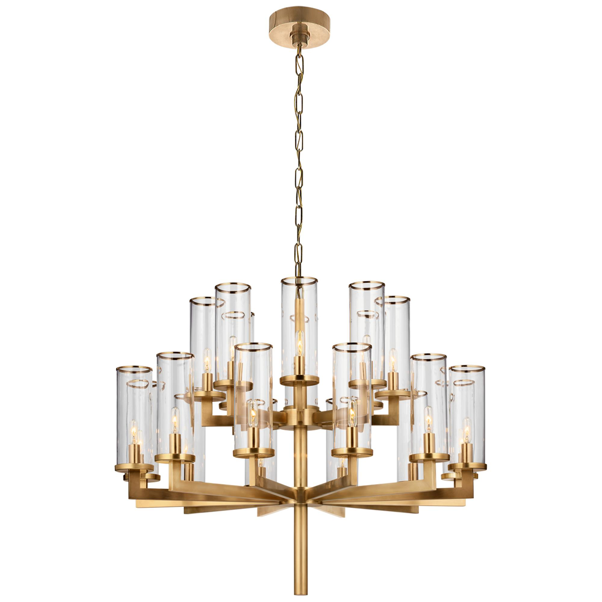 Shown in Antique-Burnished Brass finish and Clear glass