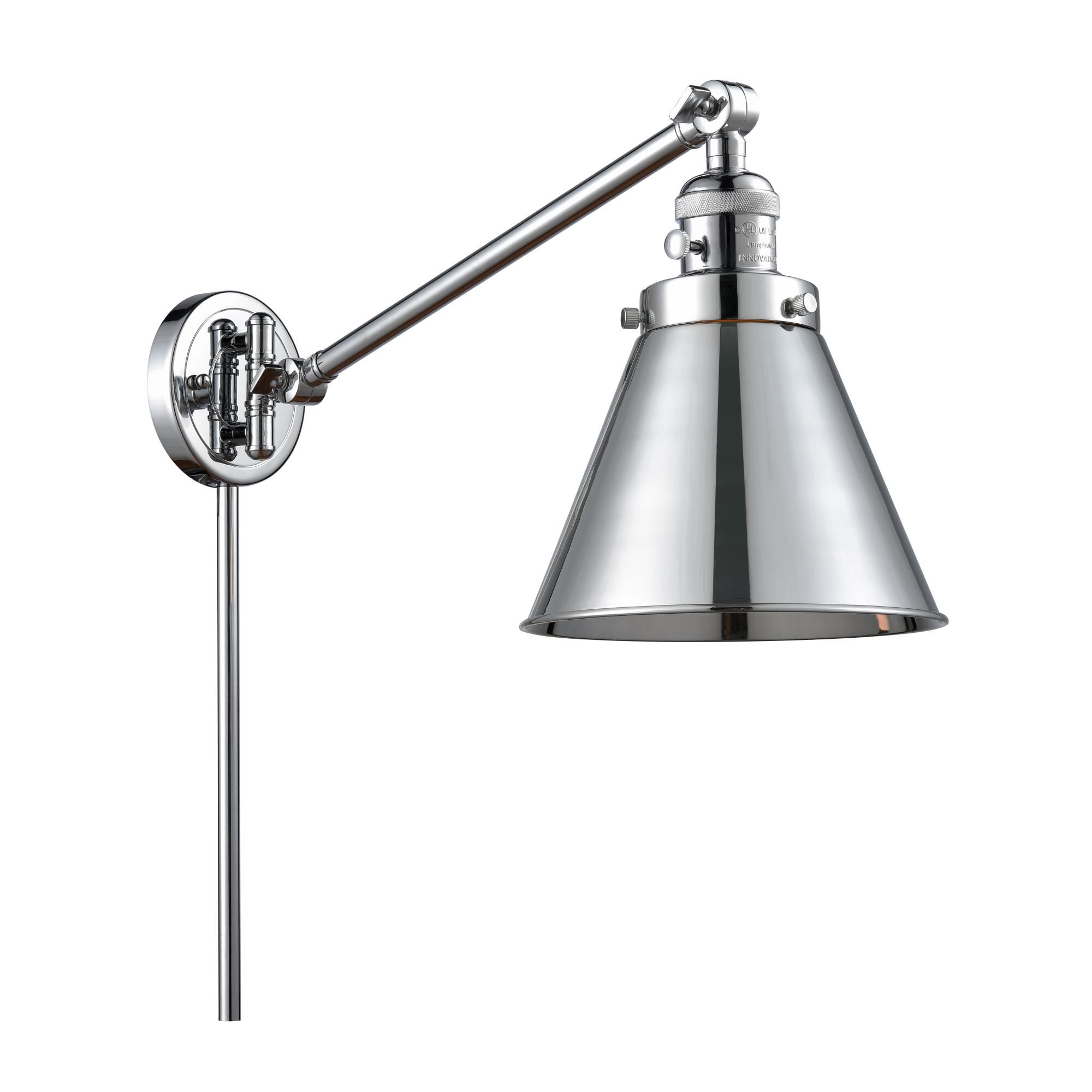 Shown in Polished Chrome finish and Metal - Polished Chrome - Cone shade