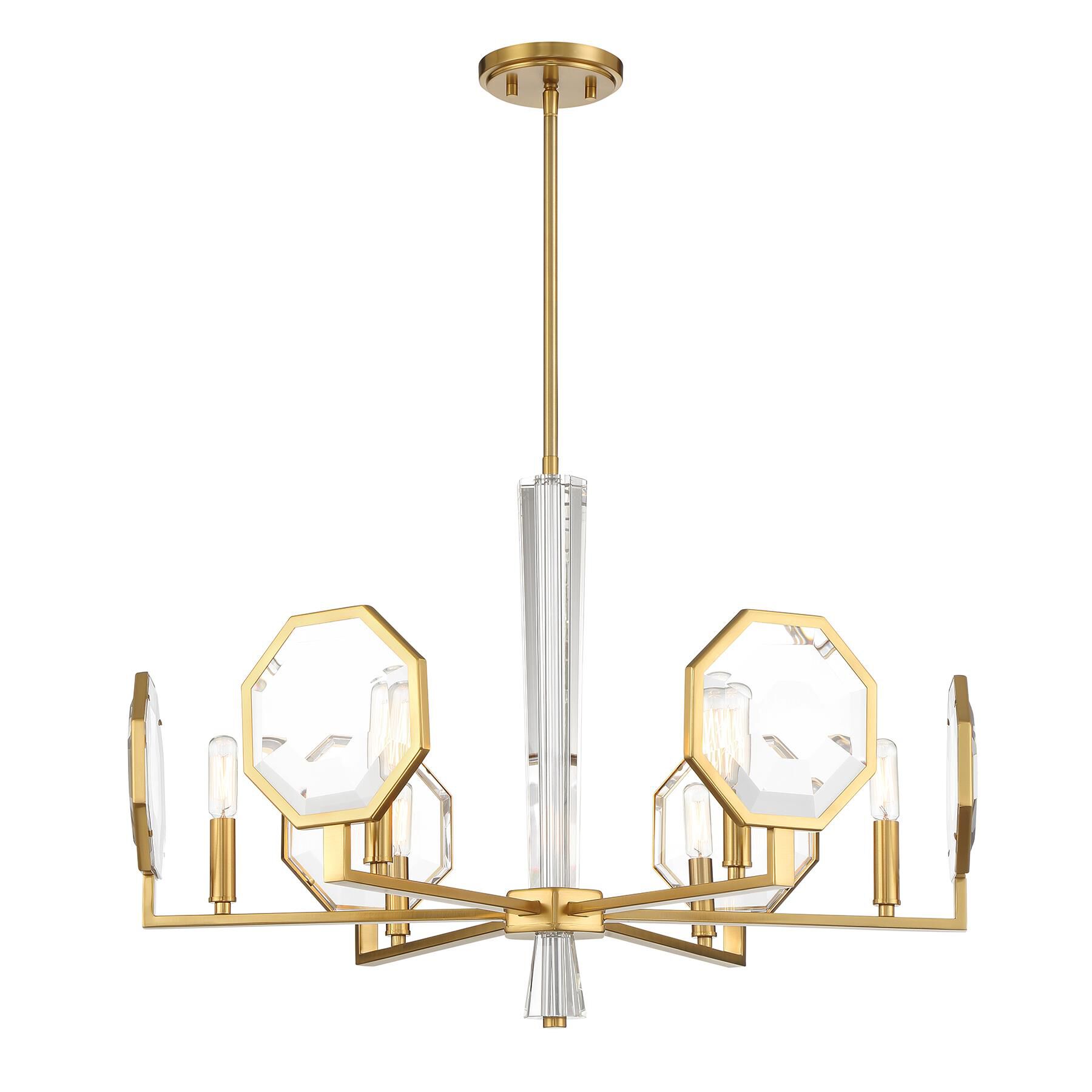 Shown in Warm Brass finish and Clear crystal