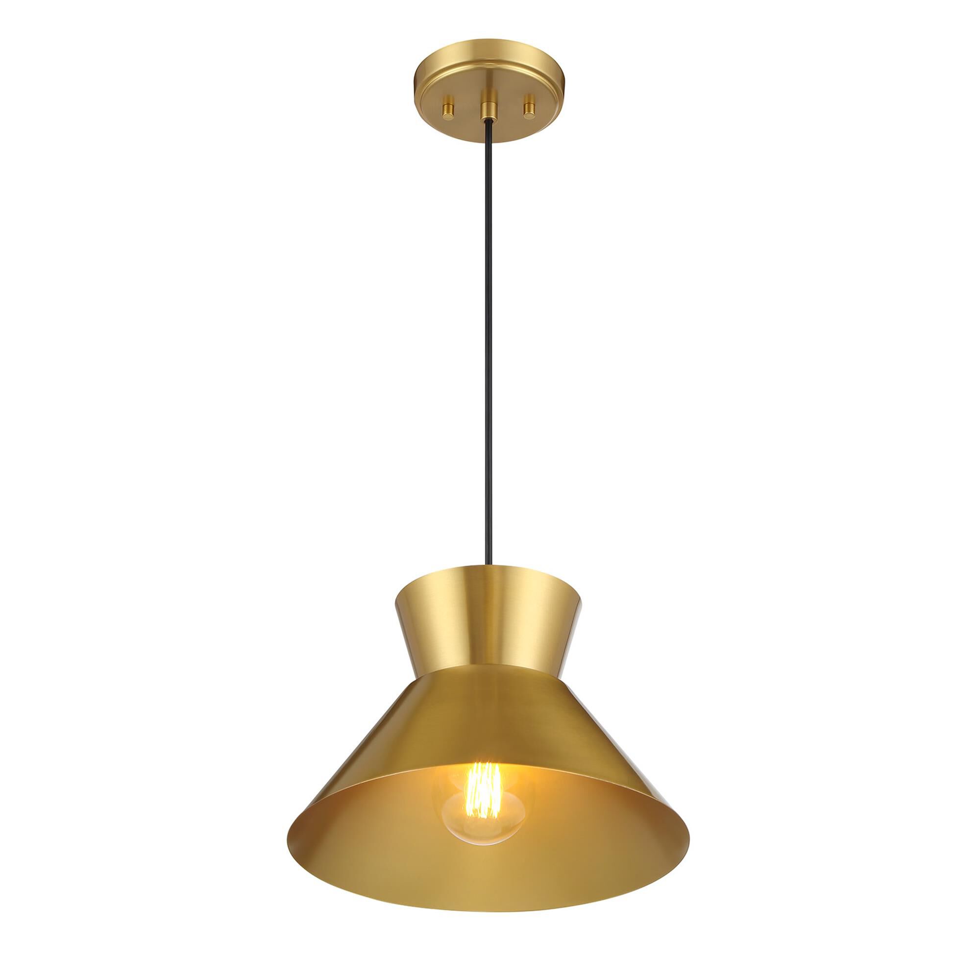 Shown in Natural Brass finish and Metal shade