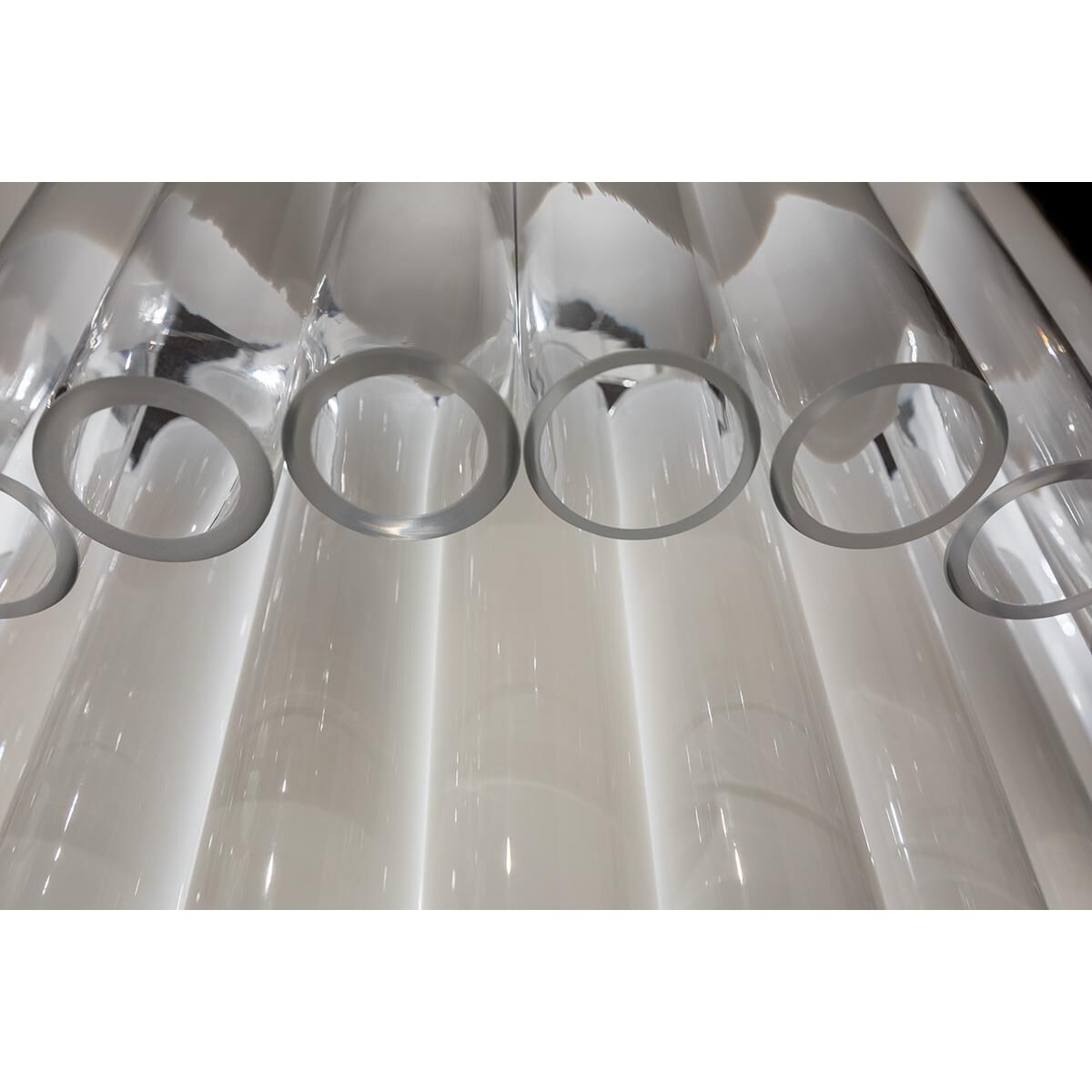 Shown in Polished Nickel finish and Opal White-Clear glass