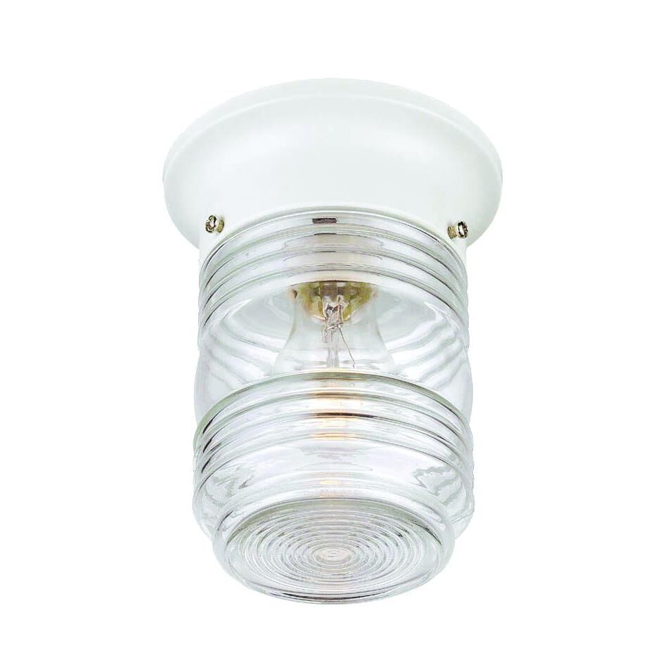 Shown in Gloss White finish and Clear glass and Clear, Ribbed Jelly Jar Glass shade