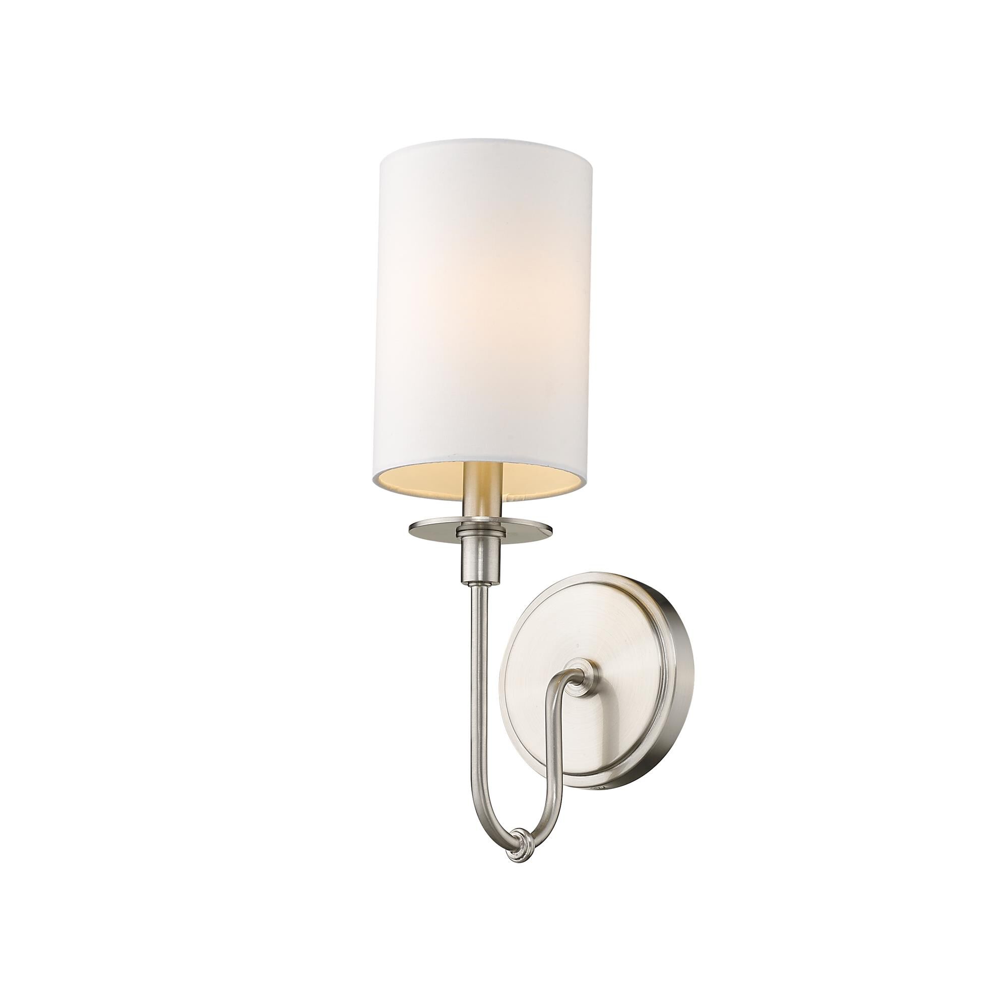 Shown in Brushed Nickel finish and Fabric glass and Fabric shade