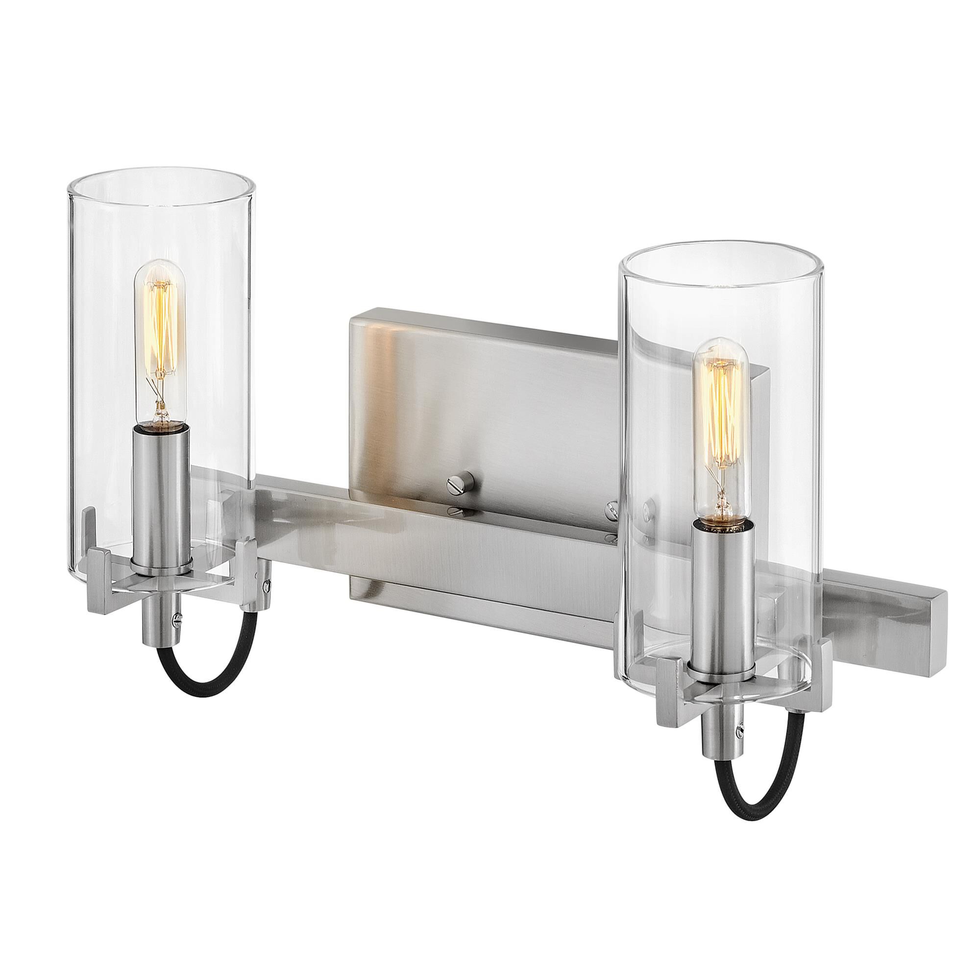Shown in Brushed Nickel finish and Clear glass