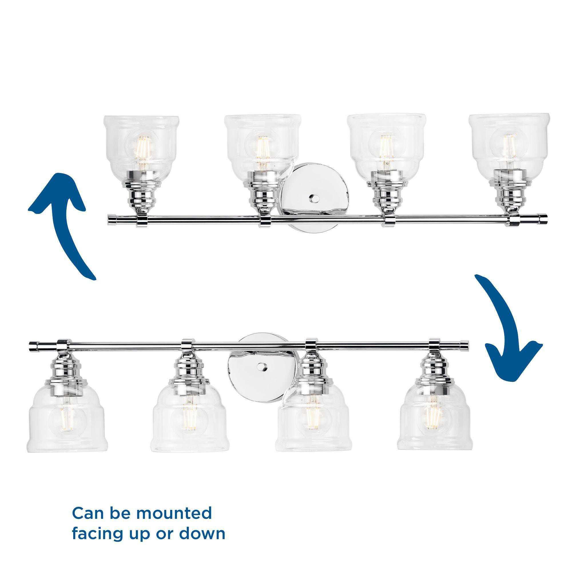 Shown in Polished Chrome finish and Clear glass