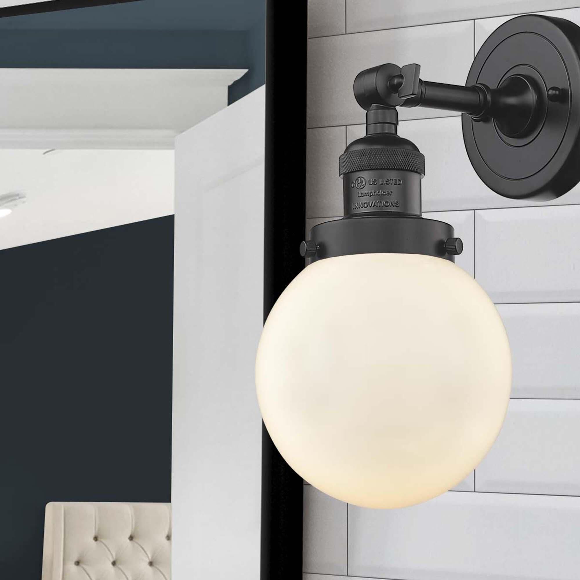 Shown in Oil Rubbed Bronze finish and Matte White Cased glass and No Accent accent