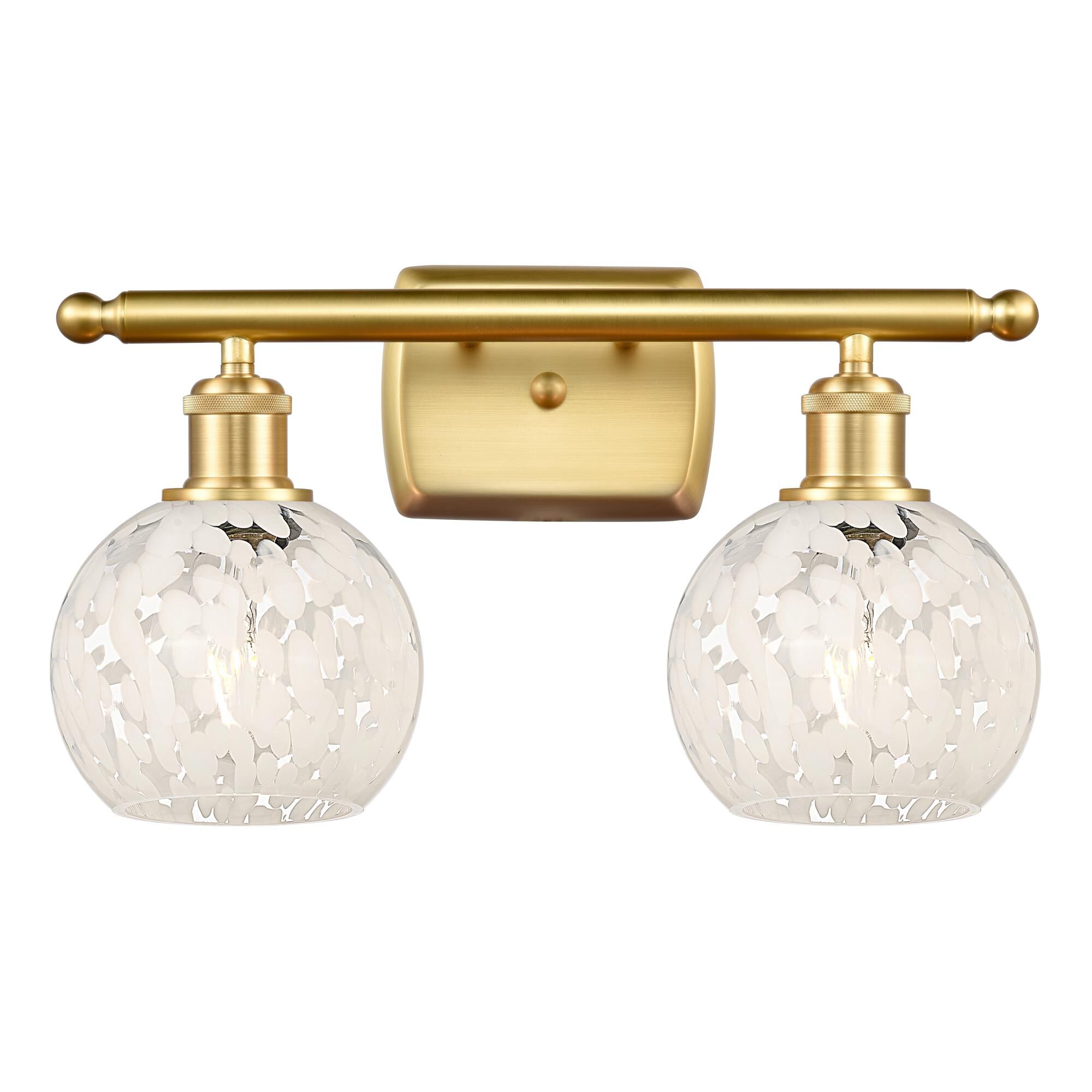Shown in Satin Gold finish and White Mouchette glass