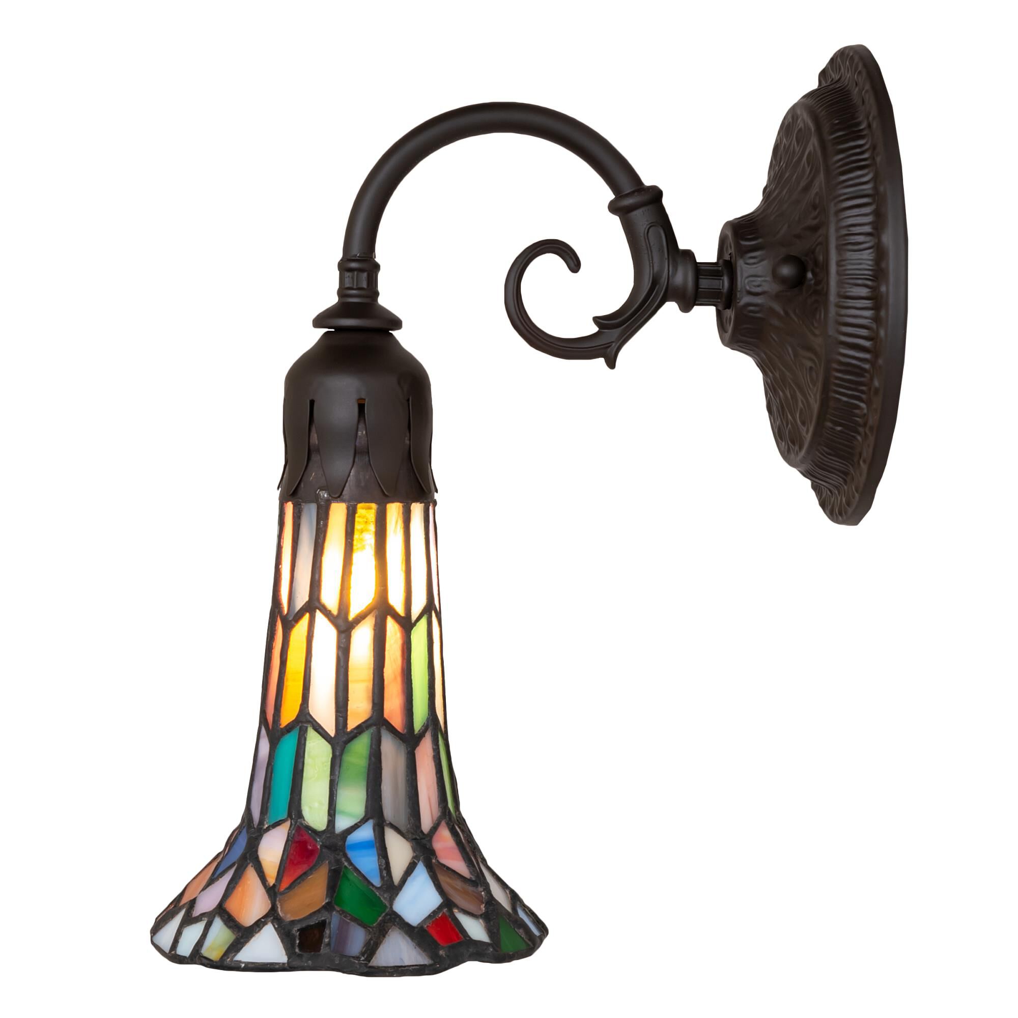 Shown in Oil Rubbed Bronze finish and Ruby;Green;Blue;White glass