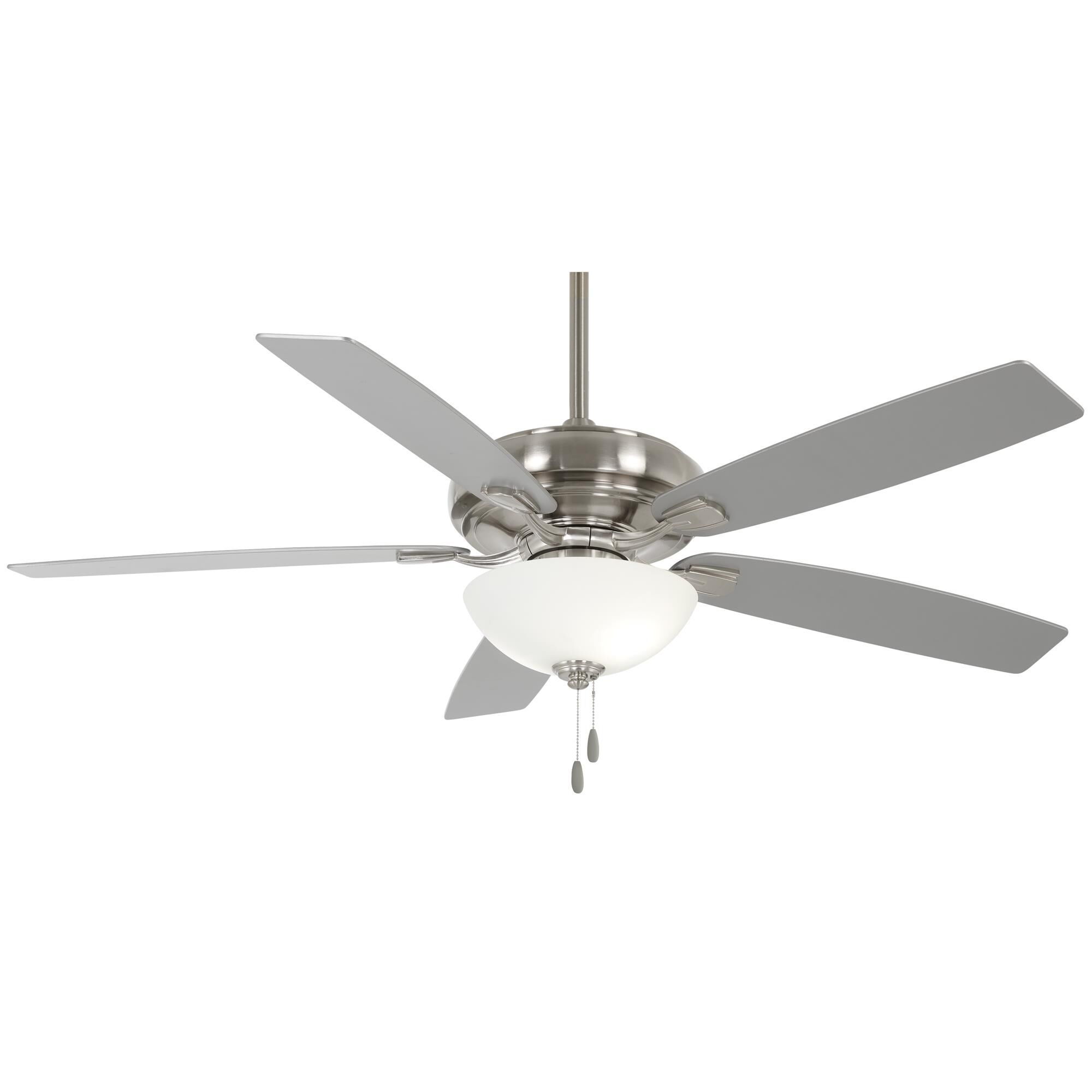 Shown in Brushed Nickel finish and White Frosted glass and Glass shade