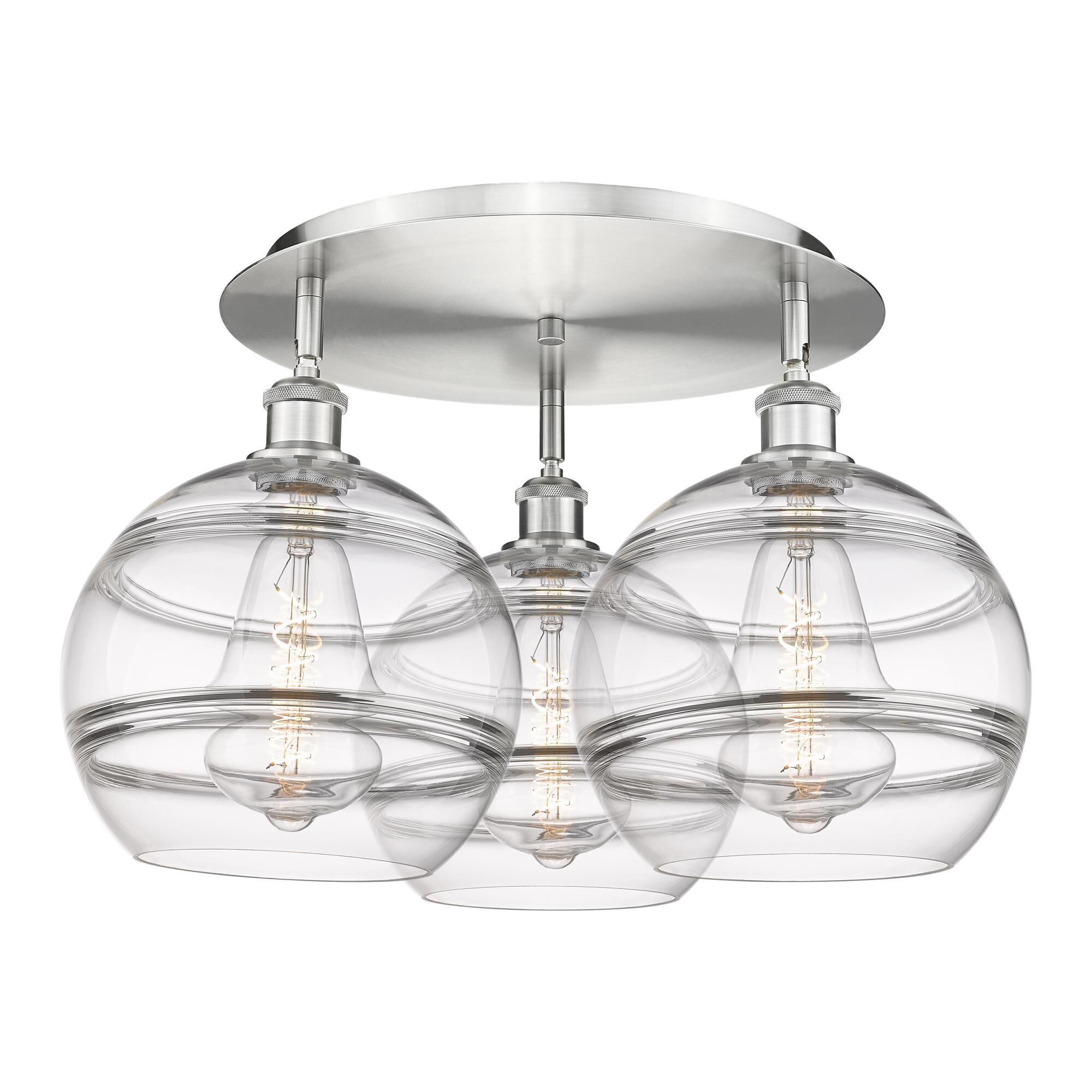 Shown in Satin Nickel finish and Clear glass