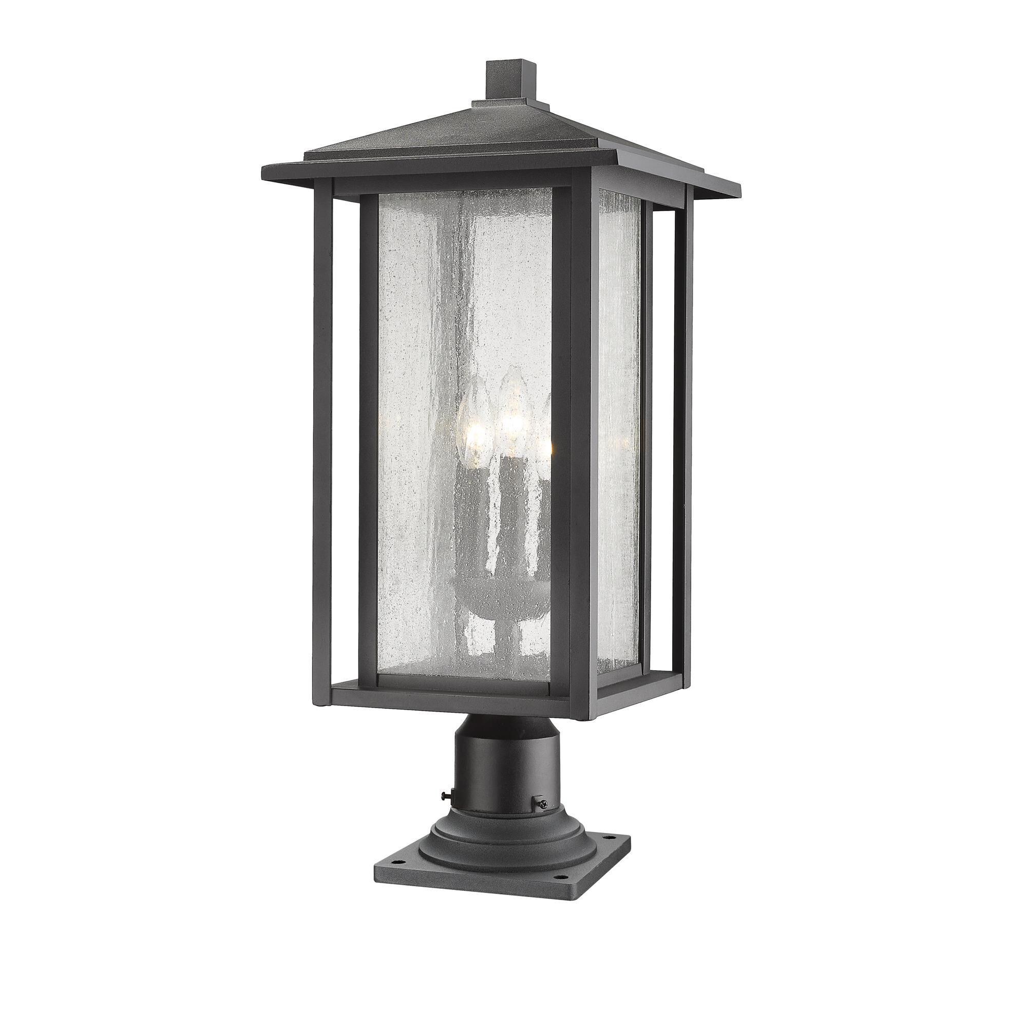 Shown in Black finish and Glass shade