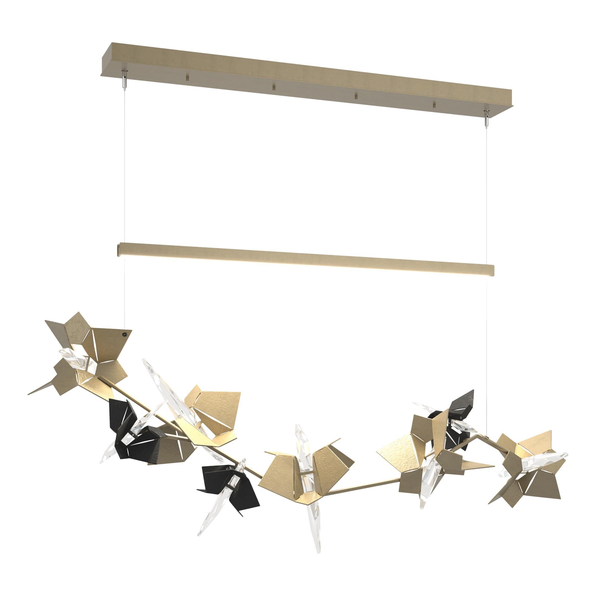 Shown in Soft Gold finish and Swarovski crystal and Soft Gold glass and Black accent