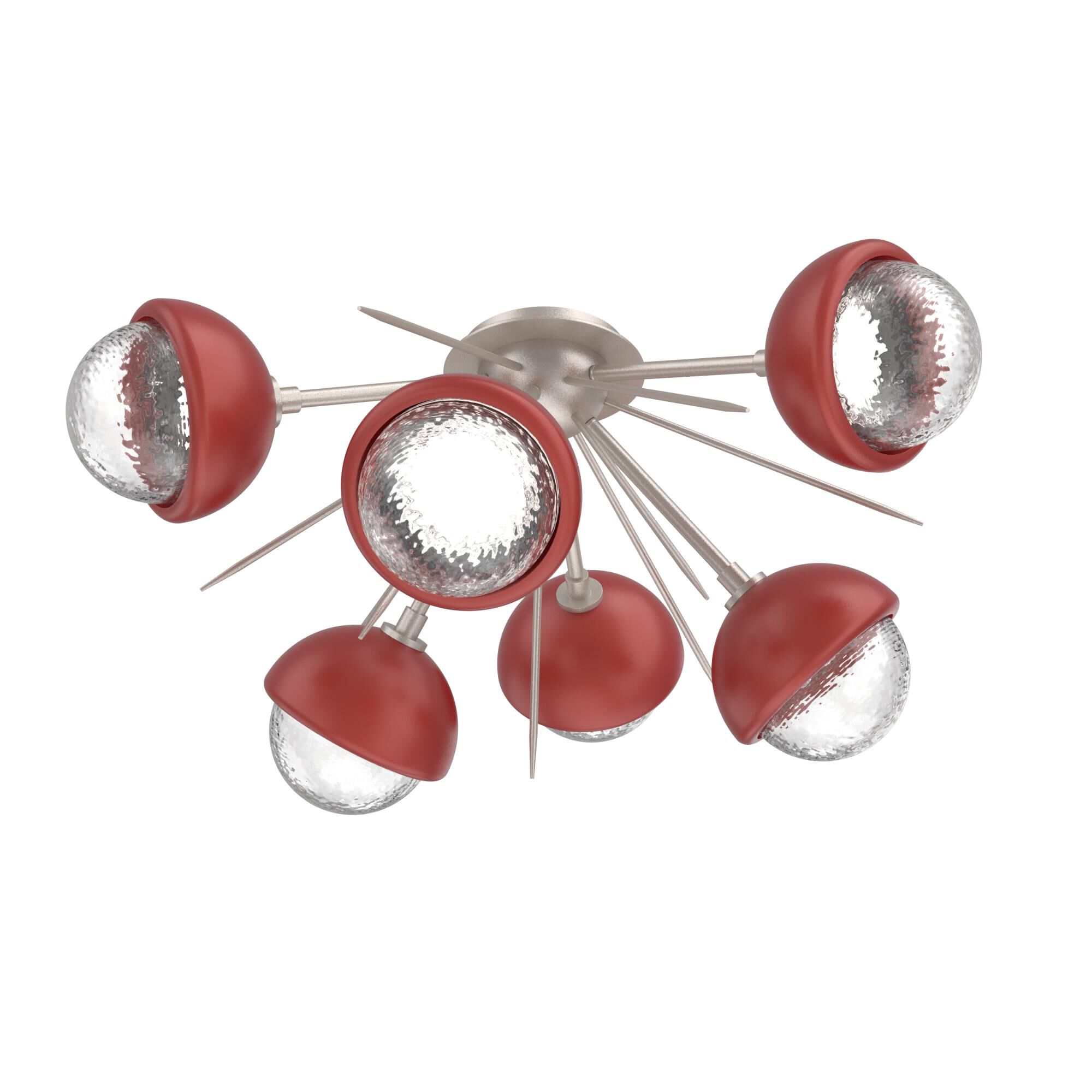 Shown in Beige Silver finish and Clear glass and Cinnamon Red accent