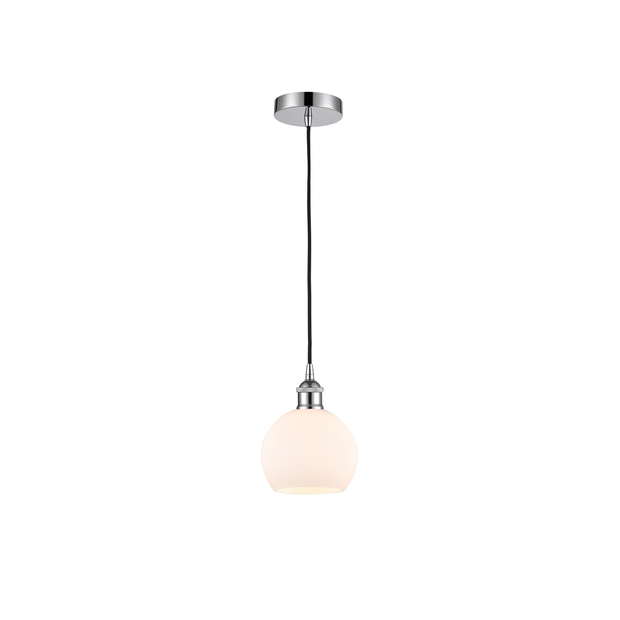 Shown in Polished Chrome finish and Cased Matte White glass