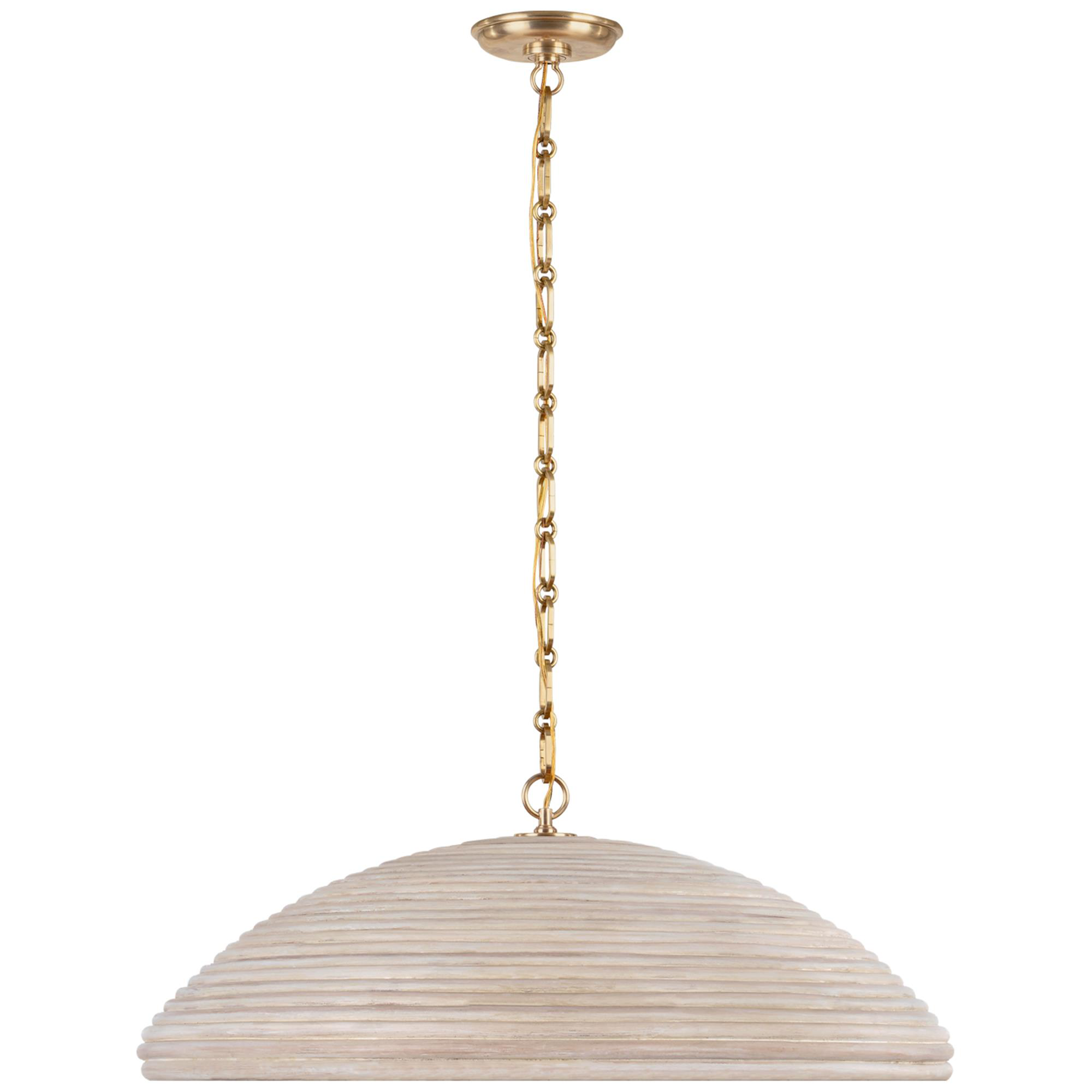 Shown in Hand-Rubbed Antique Brass finish and Ash Rattan shade
