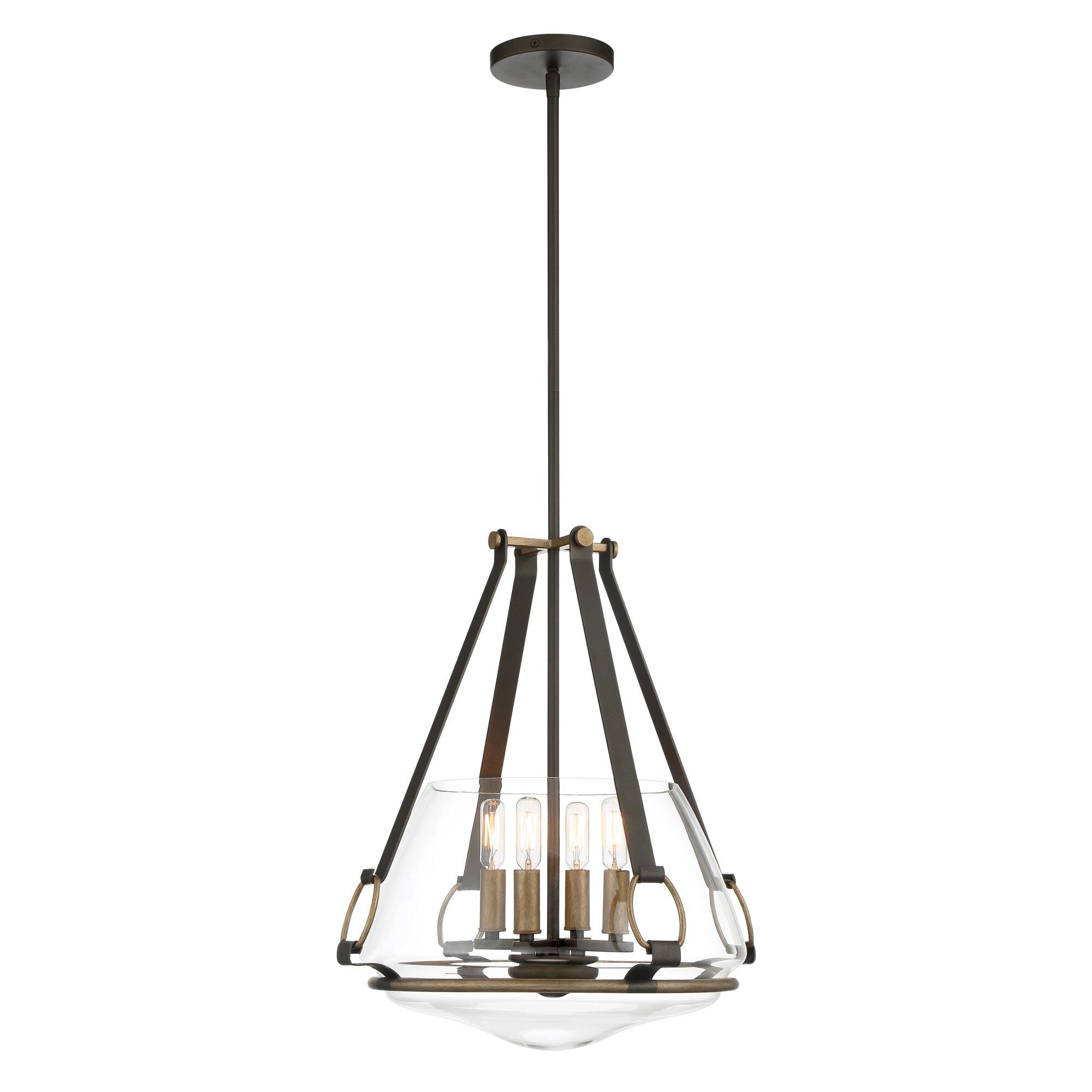 Shown in Smoked Iron W/Aged Gold finish and Clear glass and Clear Glass shade