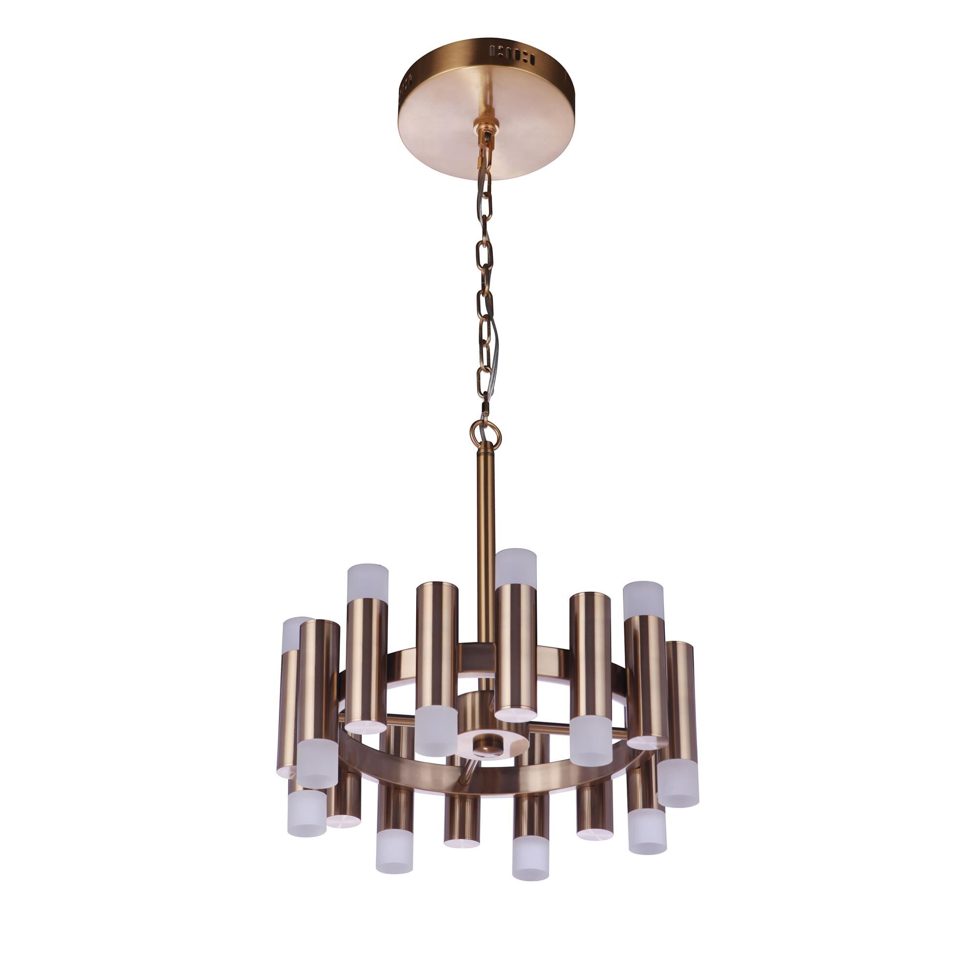 Shown in Satin Brass finish and Frosted glass