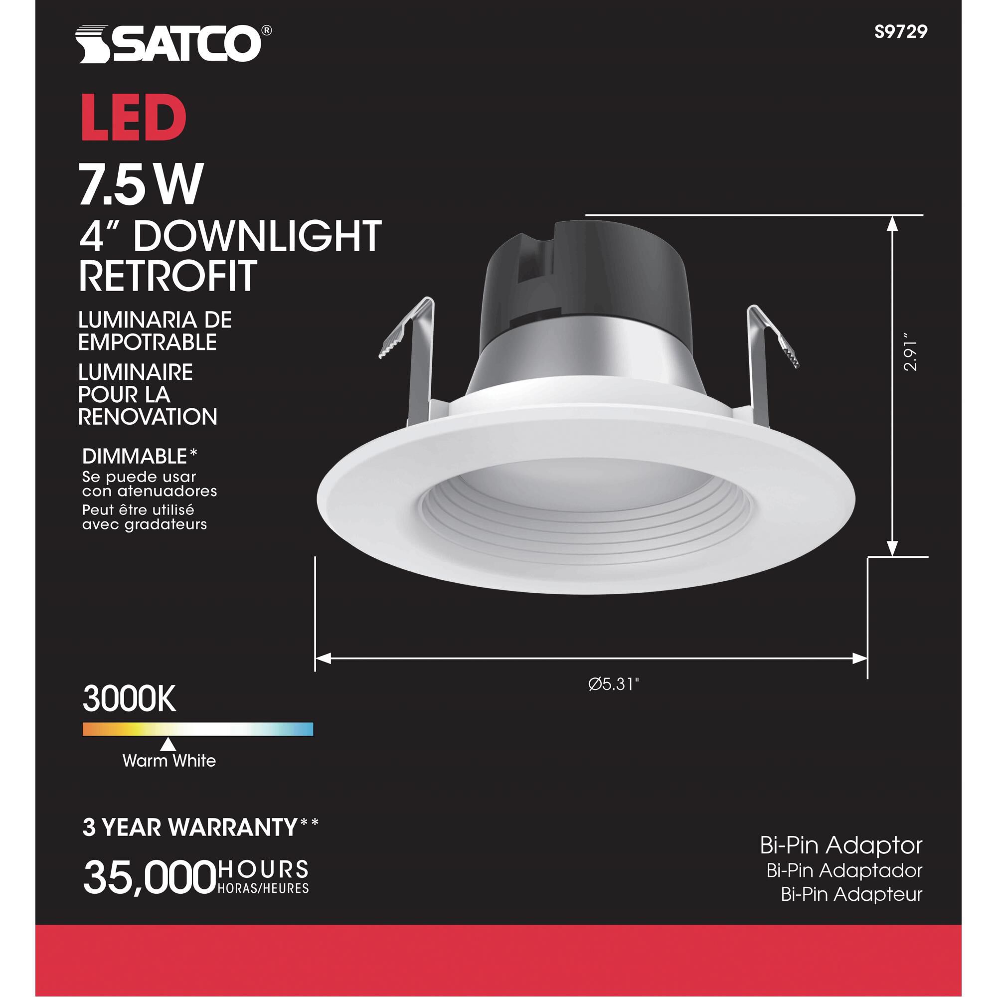 4 Inch LED 90 Degree Recessed Lighting Trim by Satco