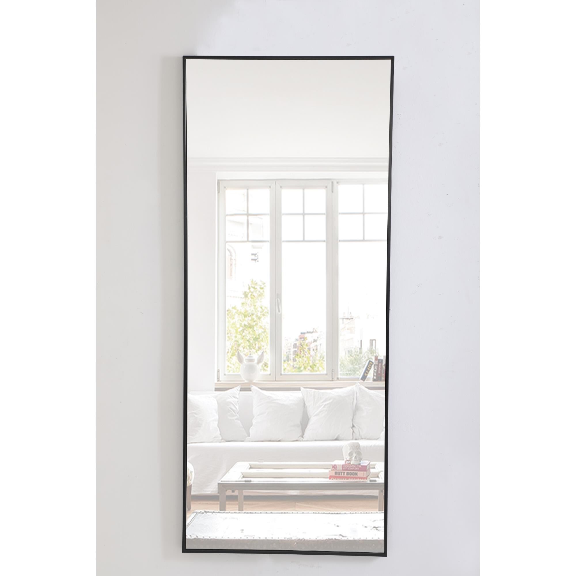 Shown in Black finish and Clear Mirror Beveled glass